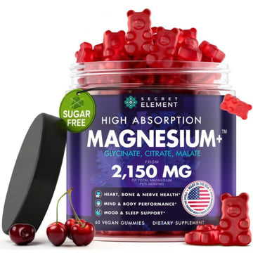 Magnesium Gummies 3in1 - Glycinate, Citrat, Malate 2150 MG High Absorption Supplement, Sugar-Free, Vegan, Chews for Men & Women, Inspired by Wellness Traditions Secret Element buy supplements canada