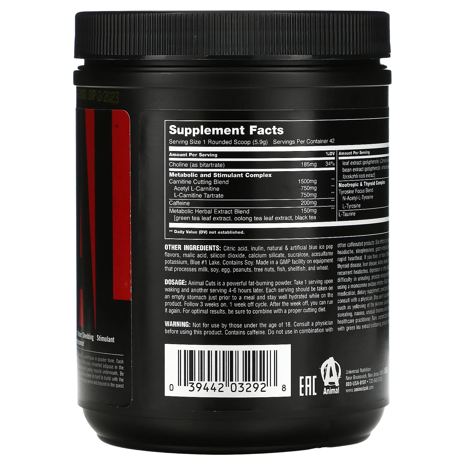 Universal Nutrition Animal Cuts Powder - Metabolic Enhancer, Nootropics, Carnitine Animal buy supplements canada