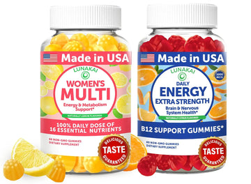 Lunakai USA Made Women’s Multi & Energy Gummies Bundle – 16 Essential Nutrients & B12 – 60 Ct Each Lunakai buy supplements canada