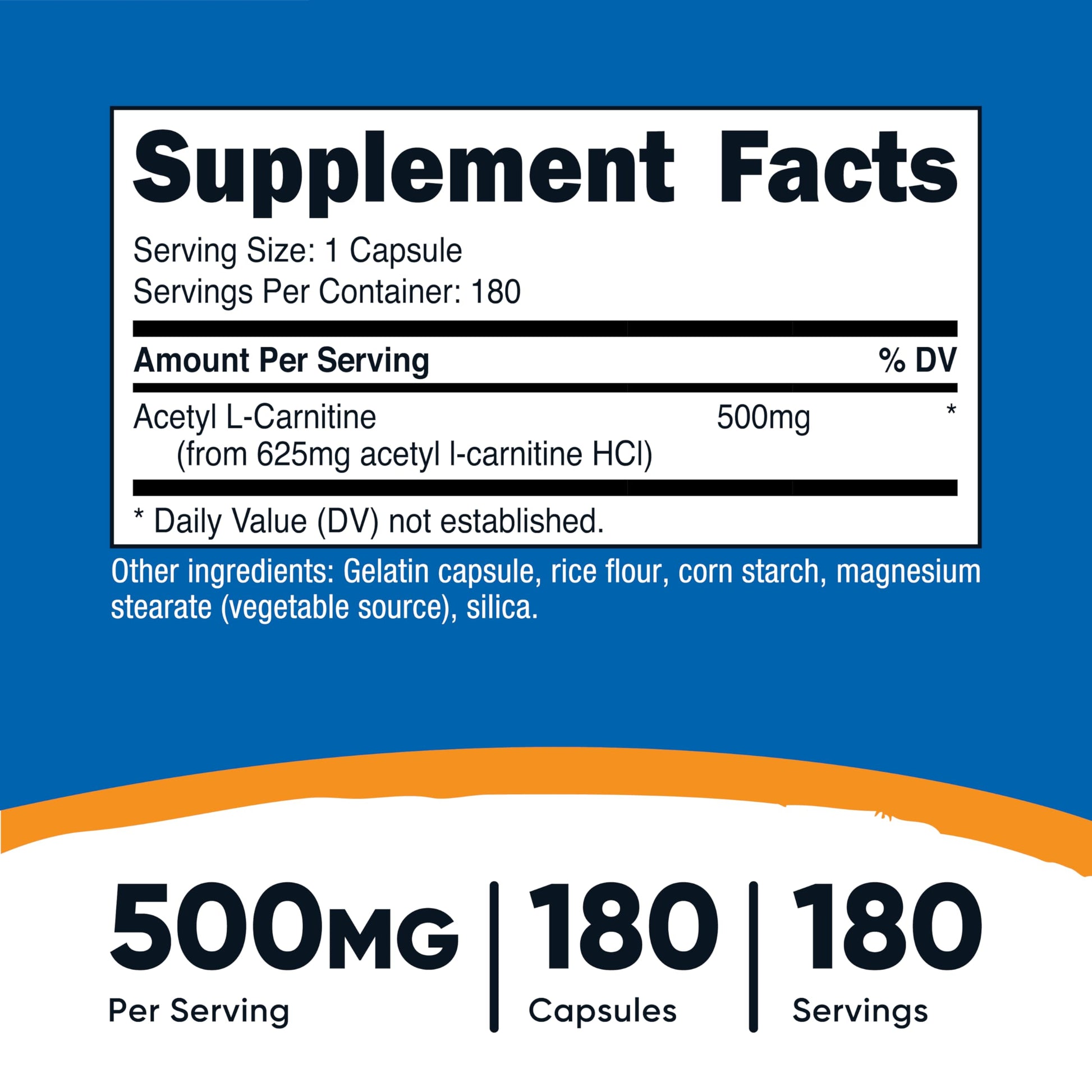Nutricost Acetyl L-Carnitine (ALCAR) 500mg, 180 Capsules, 180 Servings - Non-GMO and Gluten Free, 1 Capsule per Serving Nutricost buy supplements canada