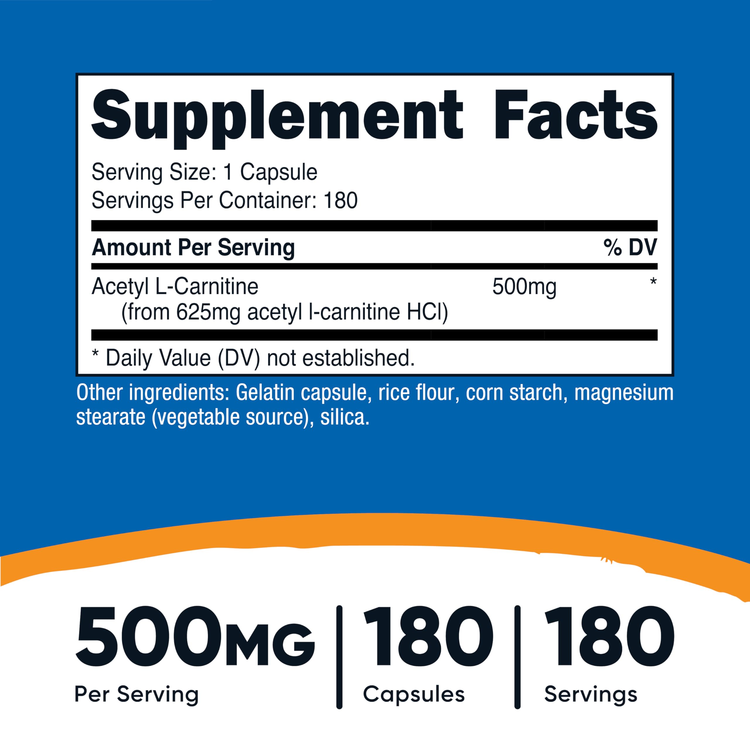 Nutricost Acetyl L-Carnitine (ALCAR) 500mg, 180 Capsules, 180 Servings - Non-GMO and Gluten Free, 1 Capsule per Serving Nutricost buy supplements canada