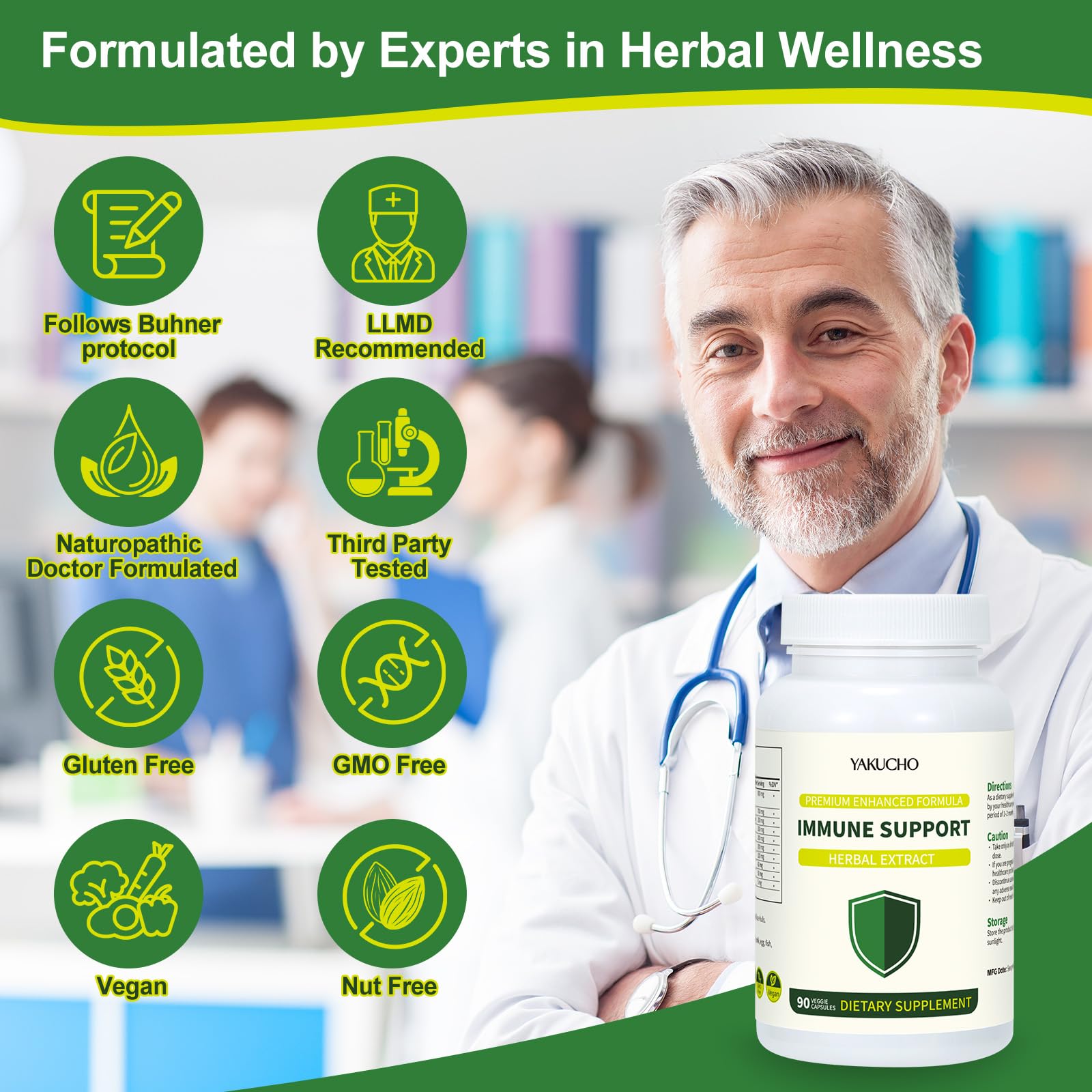 Herbal Immune Support Supplement, Vegan Capsules with Japanese Knotweed, Cat’s Claw, Skullcap & Sanguinolenta, Supports Immune Health & Overall Wellness, Gluten-Free Yakucho buy supplements canada