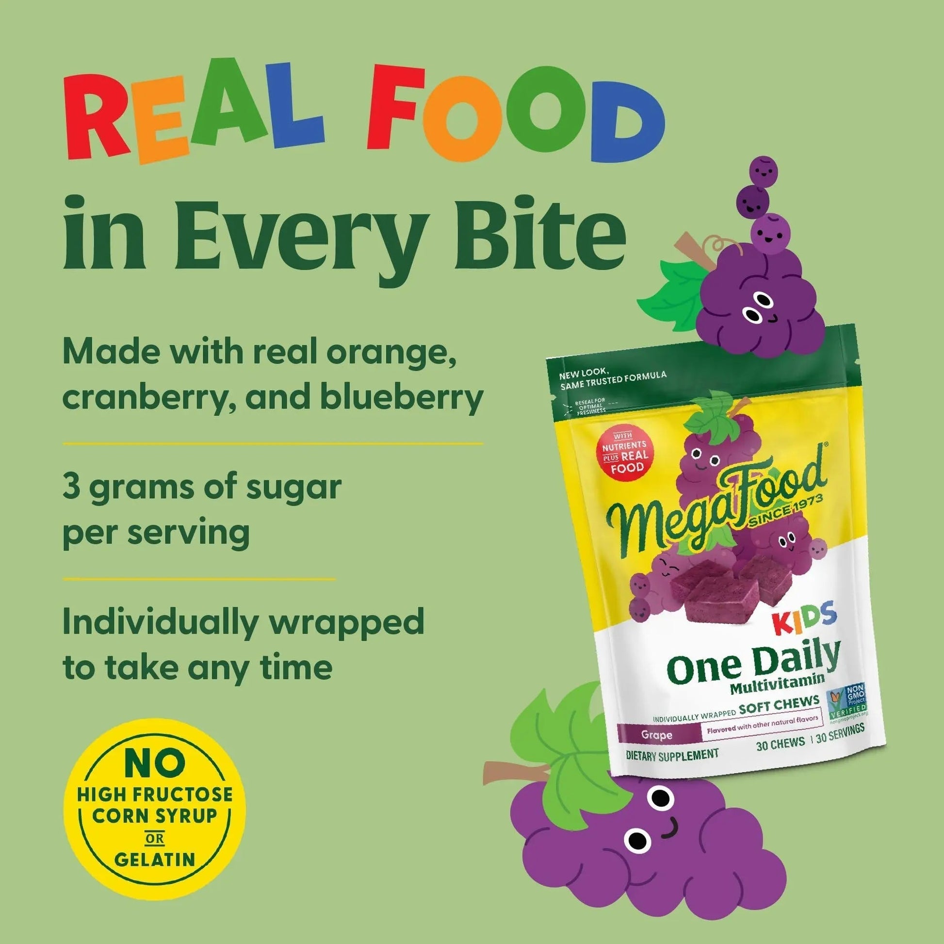 MegaFood Kids One Daily Multivitamin Soft Chews - Kids Vitamins with Vitamin B, Vitamin C, Vitamin D & Vitamin E - Age 4+, Vegetarian MegaFood buy supplements canada