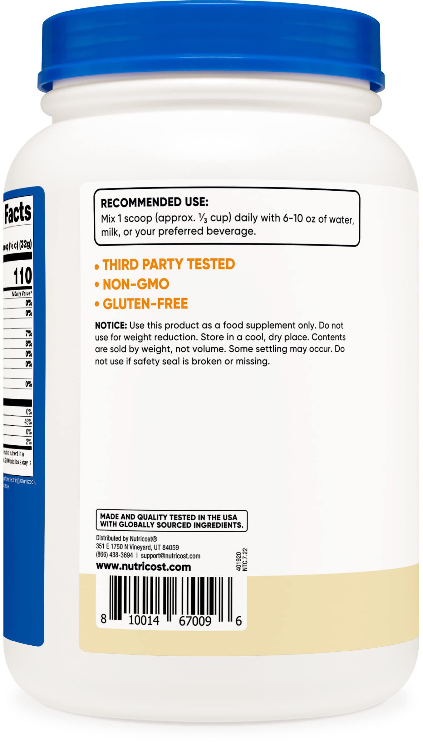Nutricost Casein Protein Powder 2lb Vanilla - Micellar Casein, Gluten Free, Non-GMO Nutricost buy supplements canada