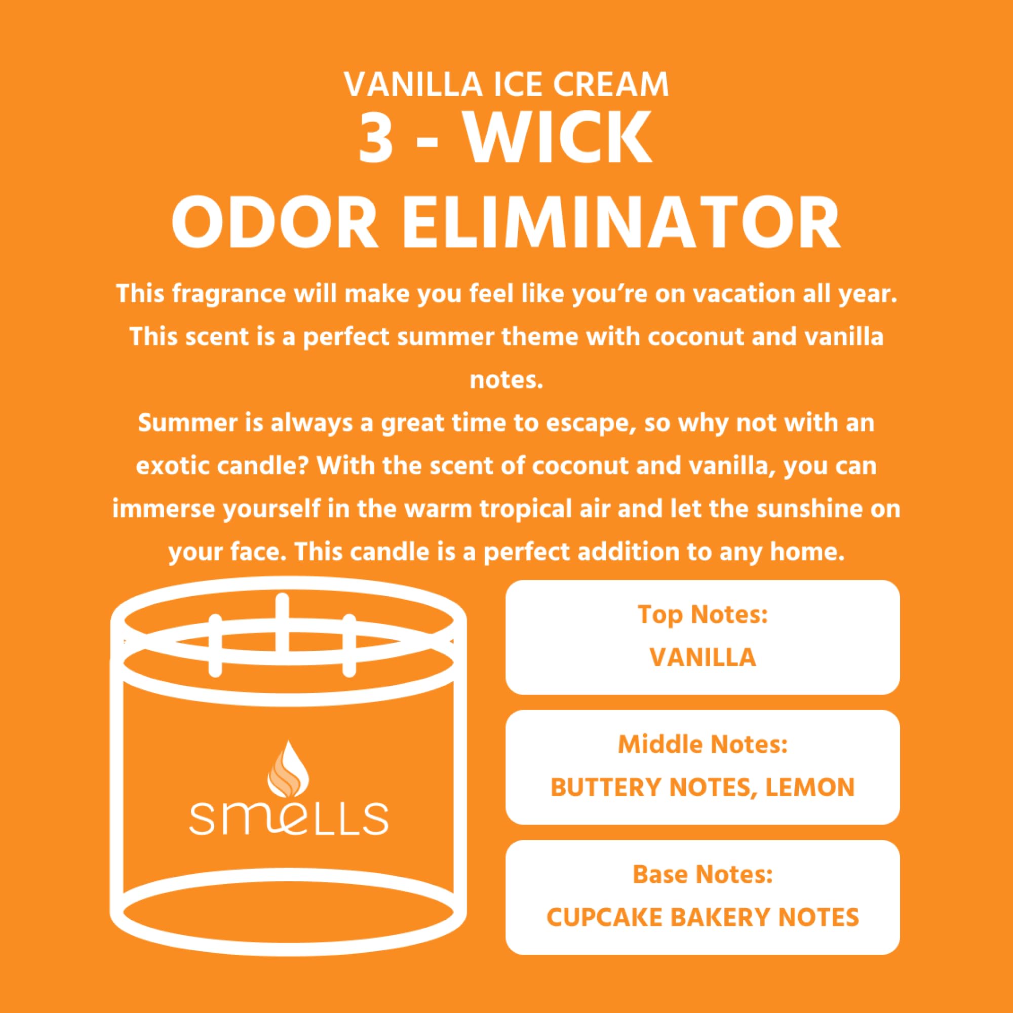 Smells - Odor Eliminator - Premium Soy Wax Jar Scented Candle 12oz. and 16oz. - 100% Cotton Single Wick SmellS buy supplements canada