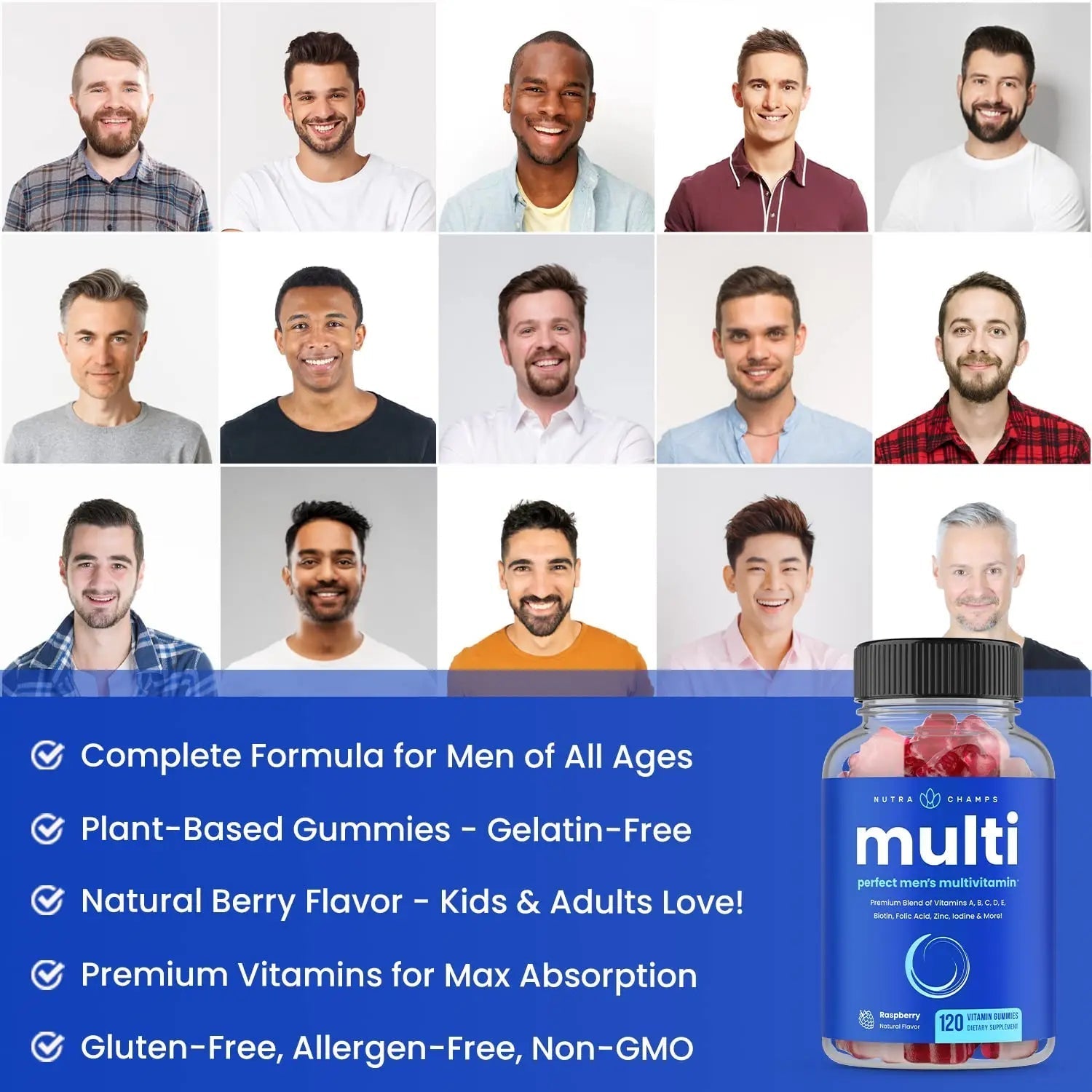 NutraChamps Multivitamin for Men, 240 Count, Vitamins A, B, C, D, E, Biotin, Zinc, Mens Gummy Multivitamins Supplement NutraChamps buy supplements canada