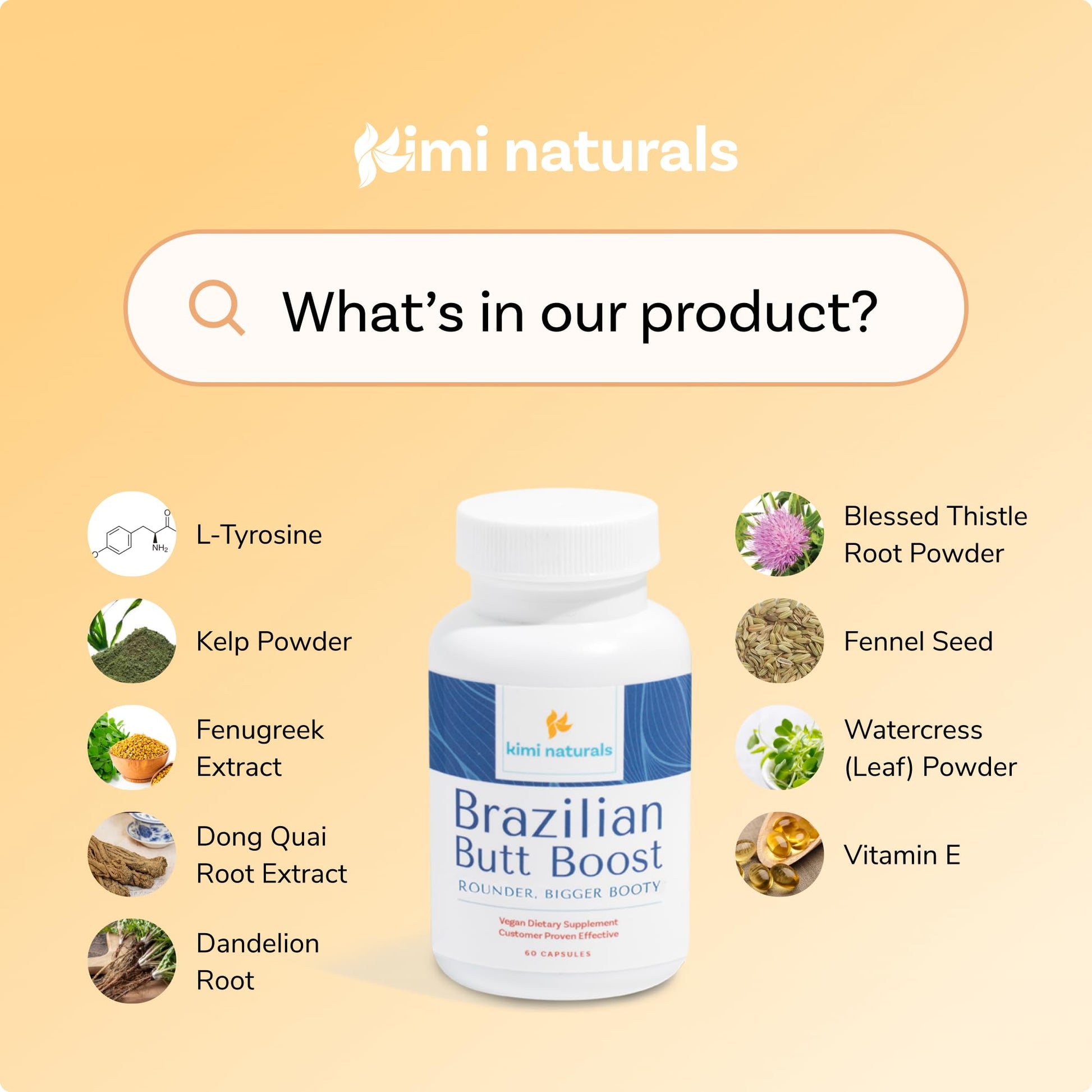 Kimi Naturals Butt Enhancer Pills - Tightening and Butt Lifting Supplements for Bigger Booty and Curvy Hips - Fast Growth Bum Enhancement 60 Capsules KIMI buy supplements canada