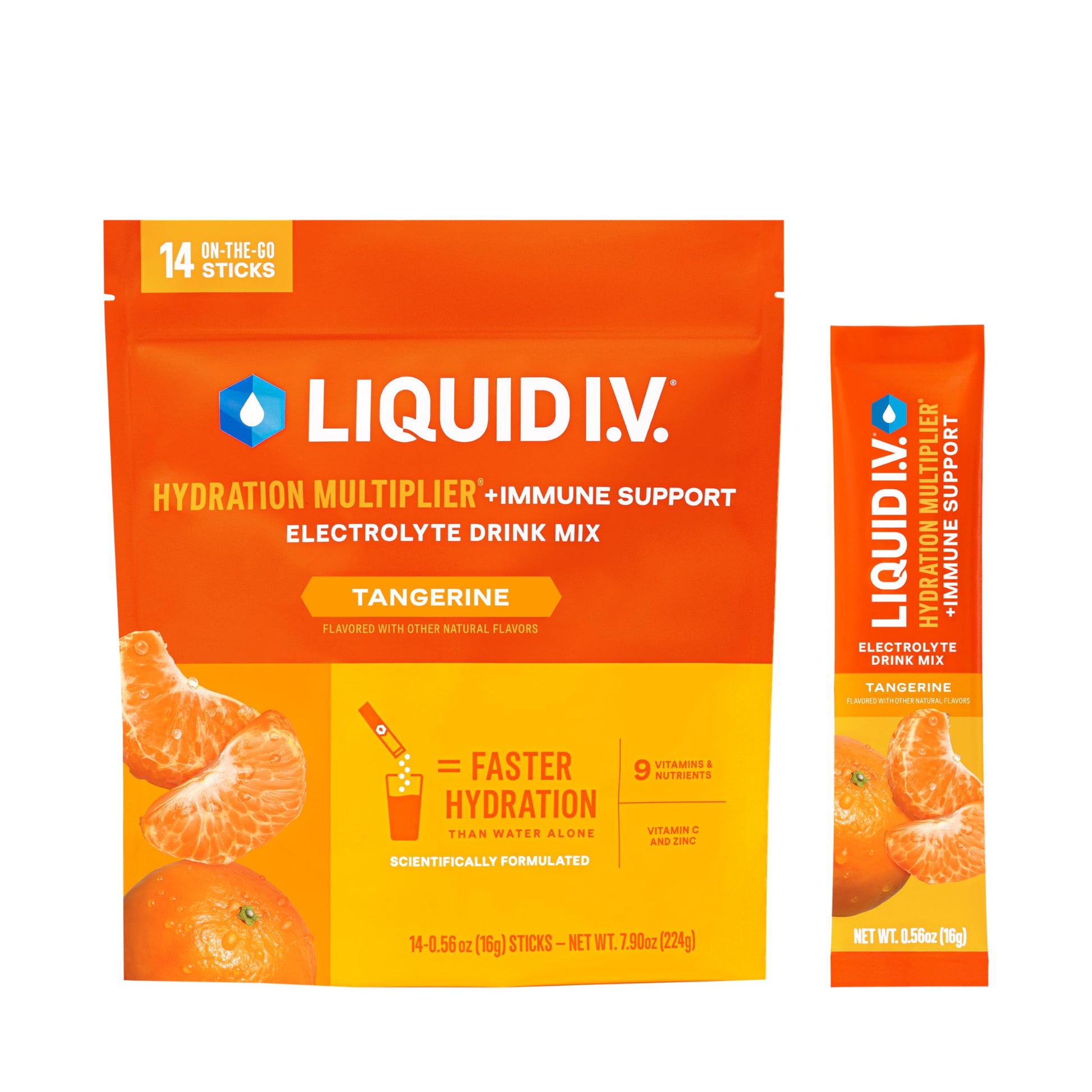Liquid I.V.® Hydration Multiplier +Immune Support - Tangerine | Electrolyte Powder Drink Mix | 1 Pack (14 Servings) Liquid I.V. buy supplements canada