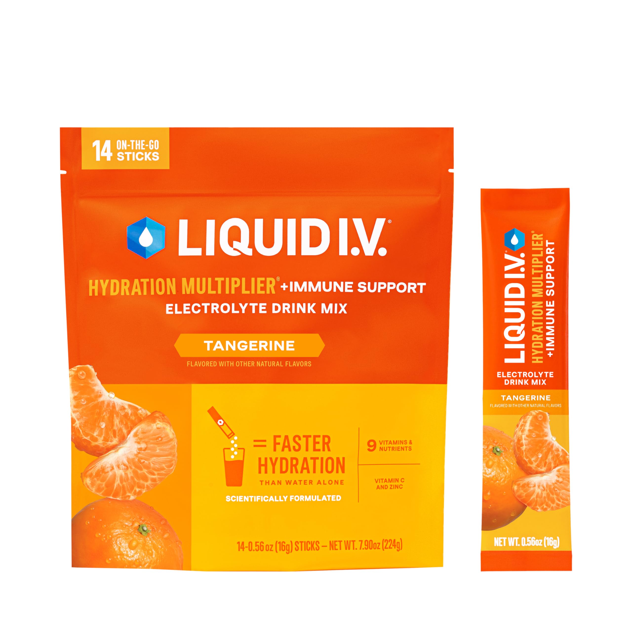 Liquid I.V.® Hydration Multiplier +Immune Support - Tangerine | Electrolyte Powder Drink Mix | 1 Pack (14 Servings) Liquid I.V. buy supplements canada