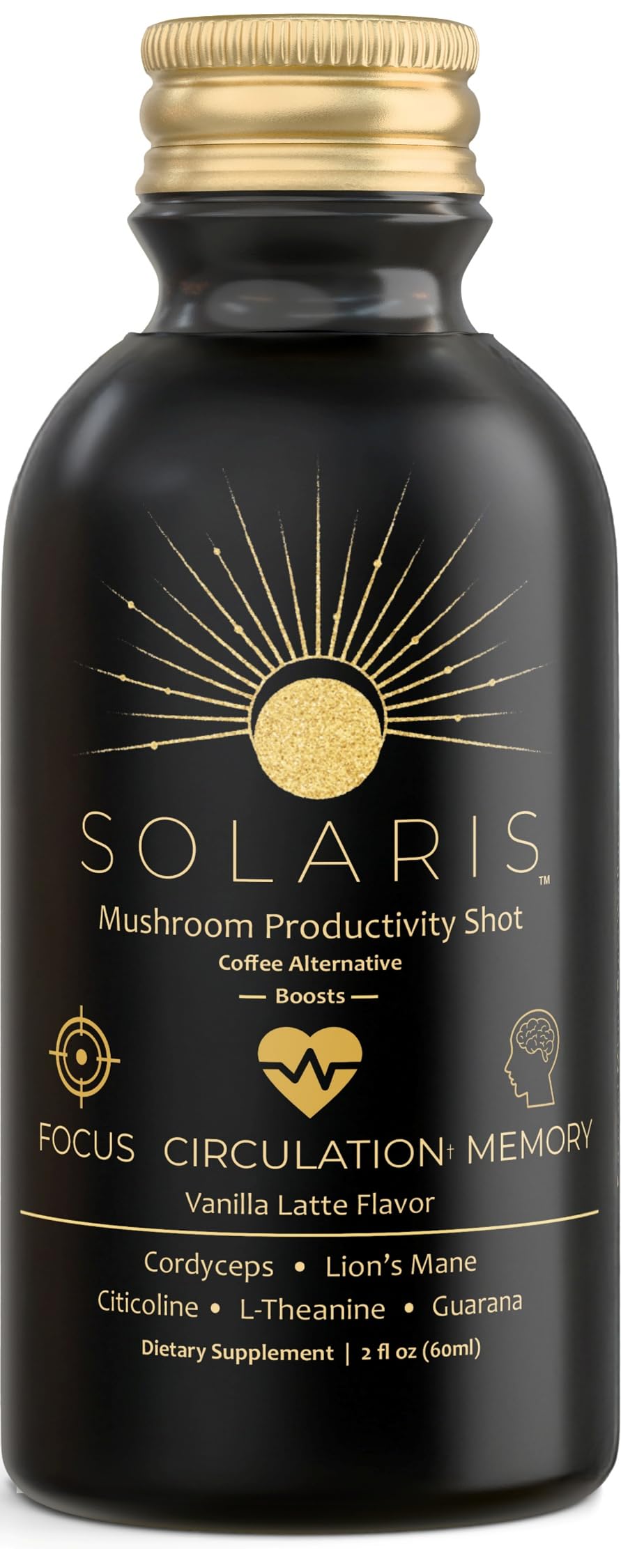 Solaris Mushroom Productivity Wellness Shots | Focus, Circulation, Memory | 4000mg of Cordyceps & Lion's Mane | Citicoline, L-Theanine, Vitamin B6/B12 | Coffee Alternative (6-Pack) Solaris Extracts buy supplements canada