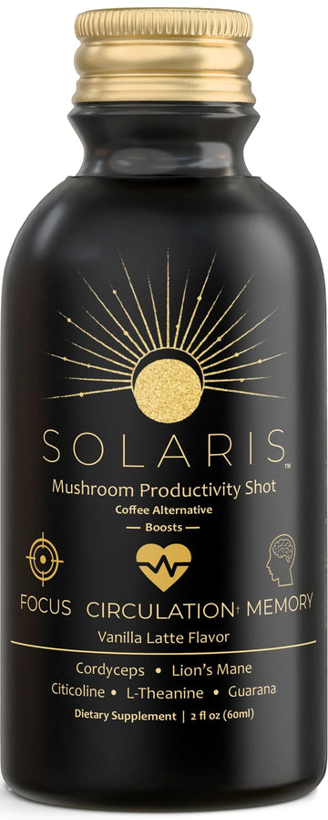 Solaris Mushroom Productivity Wellness Shots | Focus, Circulation, Memory | 4000mg of Cordyceps & Lion's Mane | Citicoline, L-Theanine, Vitamin B6/B12 | Coffee Alternative (6-Pack) Solaris Extracts buy supplements canada