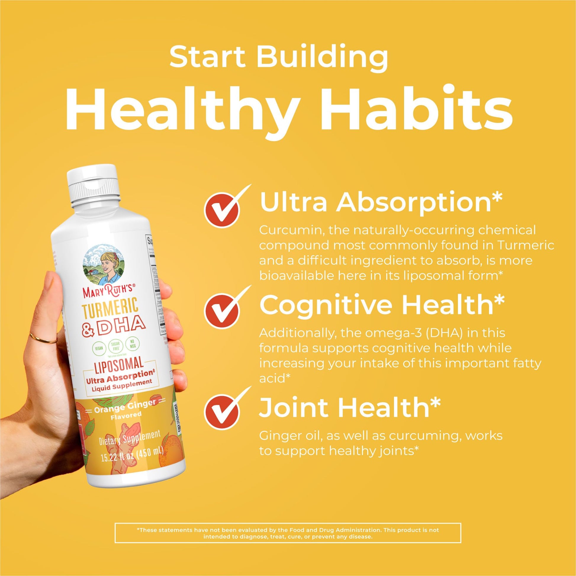MaryRuth Organics | Liposomal Turmeric & DHA | Curcumin | Ginger Root Oil | Algal DHA & Vitamin E | Cognitive Function | Mood Support | Joint Health | Liquid Supplement | 15.22 oz MARYRUTH'S buy supplements canada