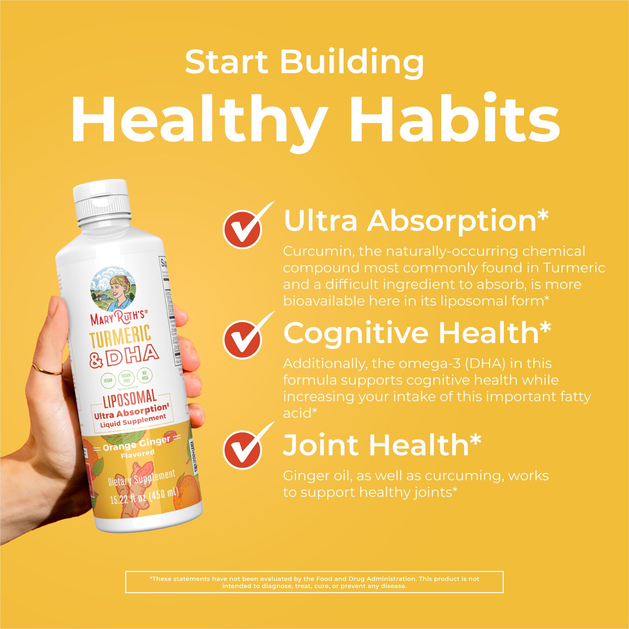 MaryRuth Organics | Liposomal Turmeric & DHA | Curcumin | Ginger Root Oil | Algal DHA & Vitamin E | Cognitive Function | Mood Support | Joint Health | Liquid Supplement | 15.22 oz MARYRUTH'S buy supplements canada