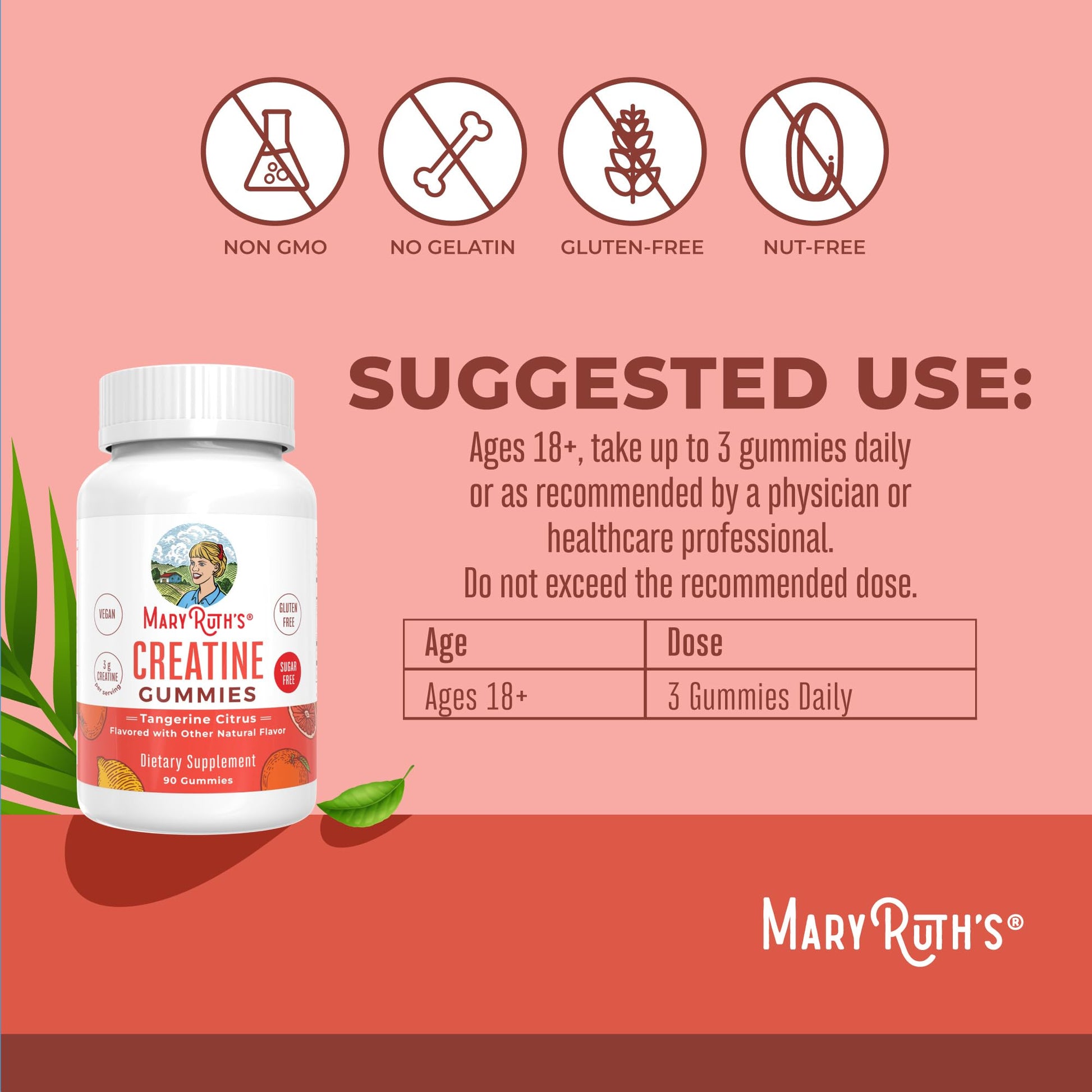 MaryRuth's Creatine Gummies | Creatine Monohydrate Gummies | 3g Creatine Per Serving | Creatine for Women & Men | Tangerine Citrus Flavor | Exercise | Workout | Sugar Free | Vegan | 90 Count MARYRUTH'S buy supplements canada