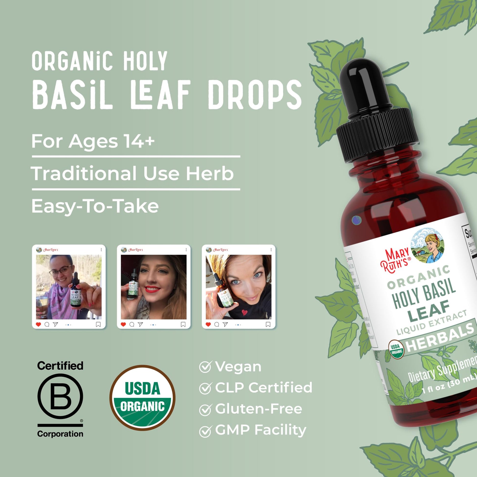 MaryRuth Organics Holy Basil Sugar Free | Tulsi Holy Basil Herbal Liquid Drops | Antioxidant | Cognitive Function | Digestive Support | Energy Levels | Vegan | Non-GMO | 1 Fl Oz MARYRUTH'S buy supplements canada