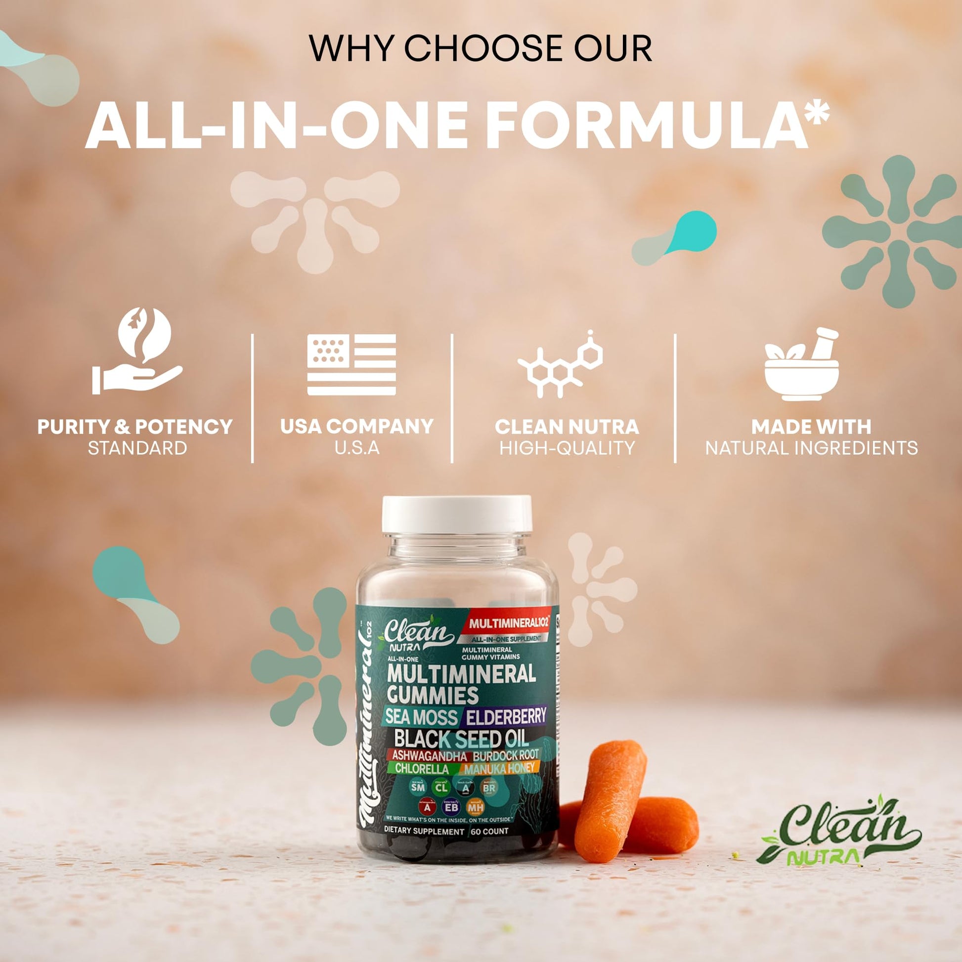 Sea Moss Gummies | Clinically Tested - Black Seed Oil Ashwagandha Elderberry Burdock Root Chlorella Manuka Honey - Vegan Irish Sea Moss Gummy Vitamins Clean Nutraceuticals buy supplements canada