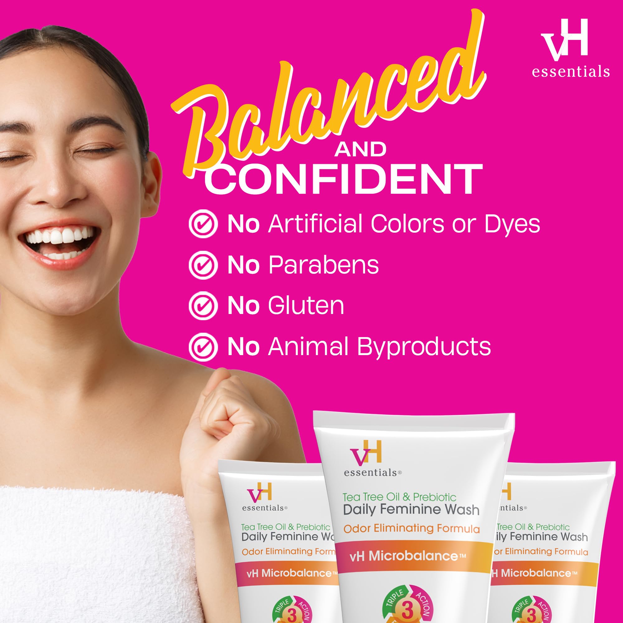 vH essentials, Ph Balanced Daily Feminine Wash, Tea Tree Oil & Prebiotic vH essentials buy supplements canada
