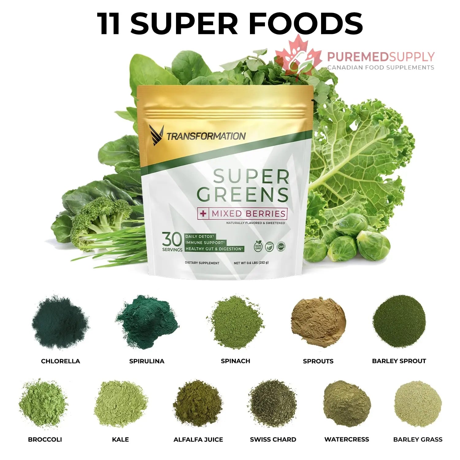 Transformation Super Greens Superfood Powder & Performance Insulated Shaker Bottle | Immune & Energy Support | Made with Natural Ingredients | Detoxifying & Alkalizing Minerals SPR BODY buy supplements canada