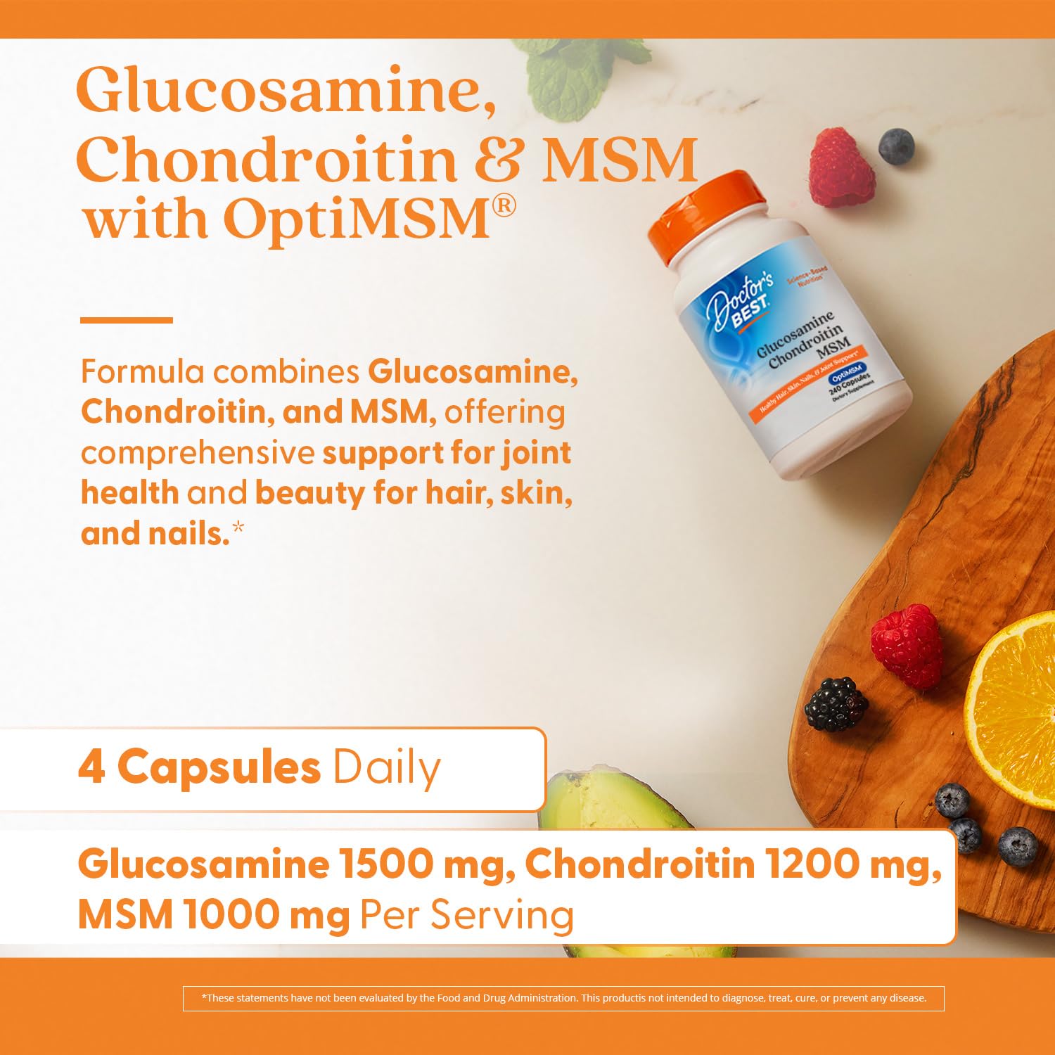 Doctor's BEST Glucosamine Chondroitin MSM - Joint Health Support Supplement for Women & Men, Nutritional Support for Joint Strength, Hair, Skin, & Nails Doctor's BEST buy supplements canada