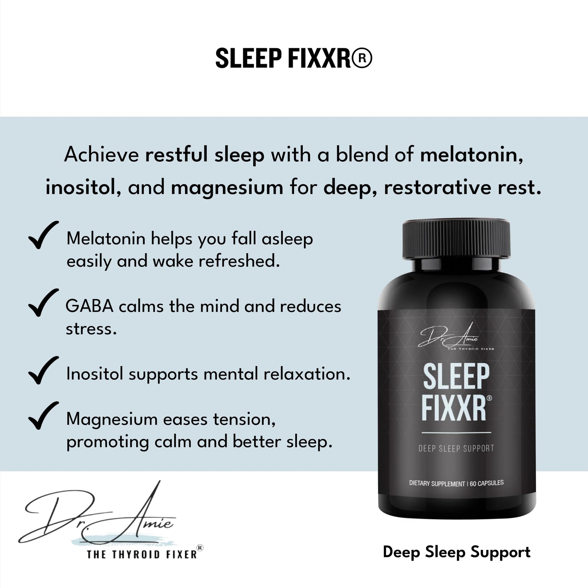 Fixxr Sleep Support by Dr. Amie | with Melatonin, Inositol, and Magnesium | 30 Day Supply, 60 Capsules Fixxr buy supplements canada