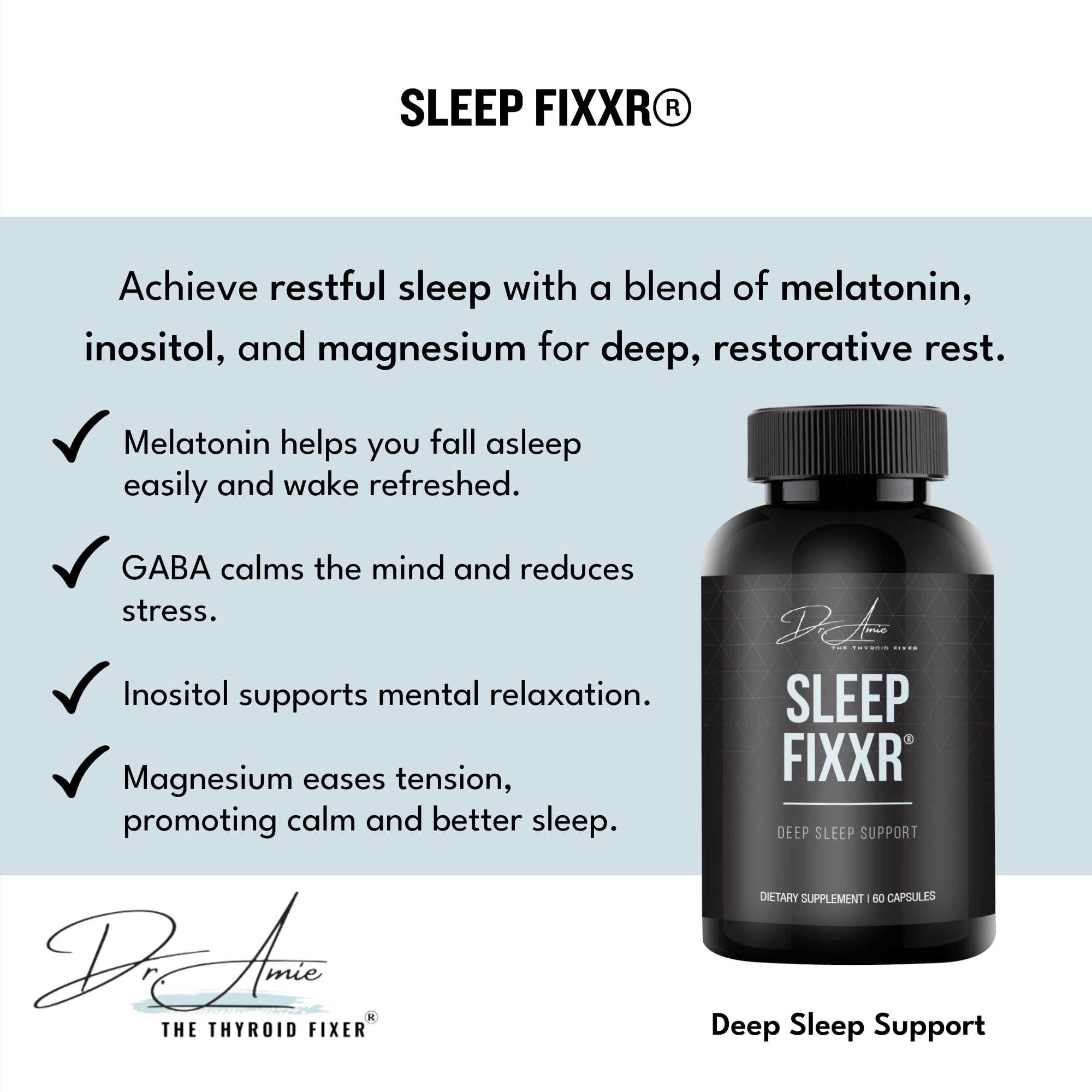 Fixxr Sleep Support by Dr. Amie | with Melatonin, Inositol, and Magnesium | 30 Day Supply, 60 Capsules Fixxr buy supplements canada