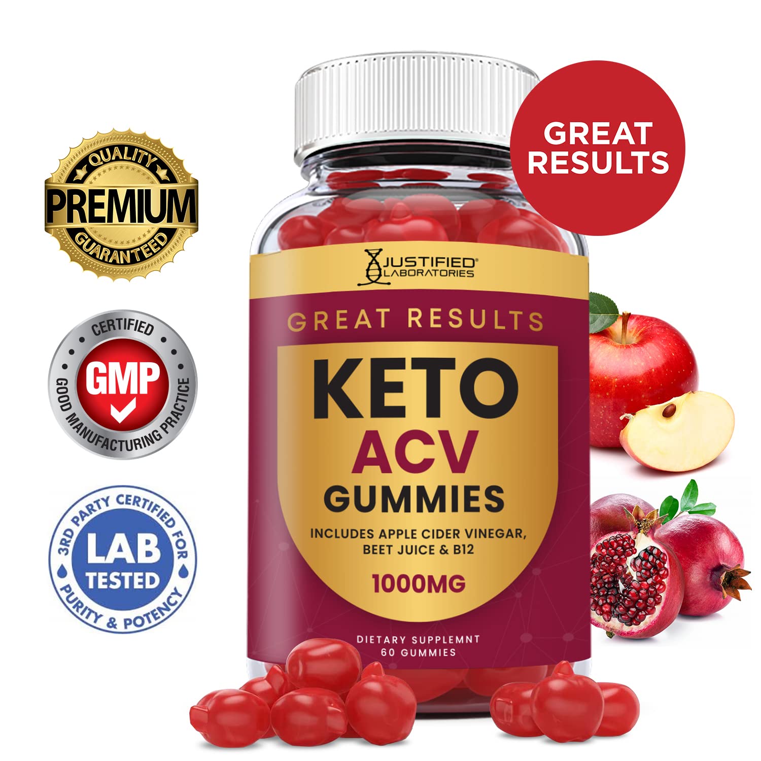 Justified Laboratories Great Results Keto ACV Gummies 1000MG with Pomegranate Juice Justified Laboratories buy supplements canada