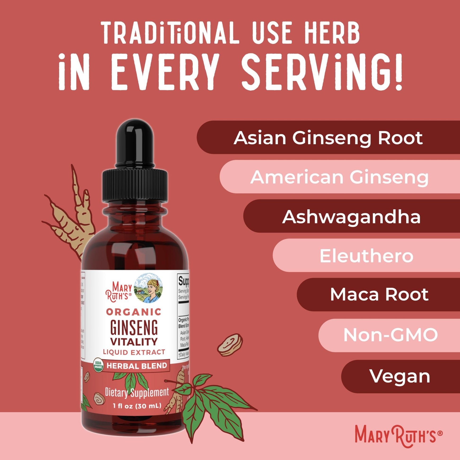 MaryRuth Organics Herbal Supplement for Brain Function | Boost Energy | Memory | Vitality USDA | Ginseng with Ashwagandha | Eleuthero and Maca Root Extract | 1 Fl Oz MARYRUTH'S buy supplements canada