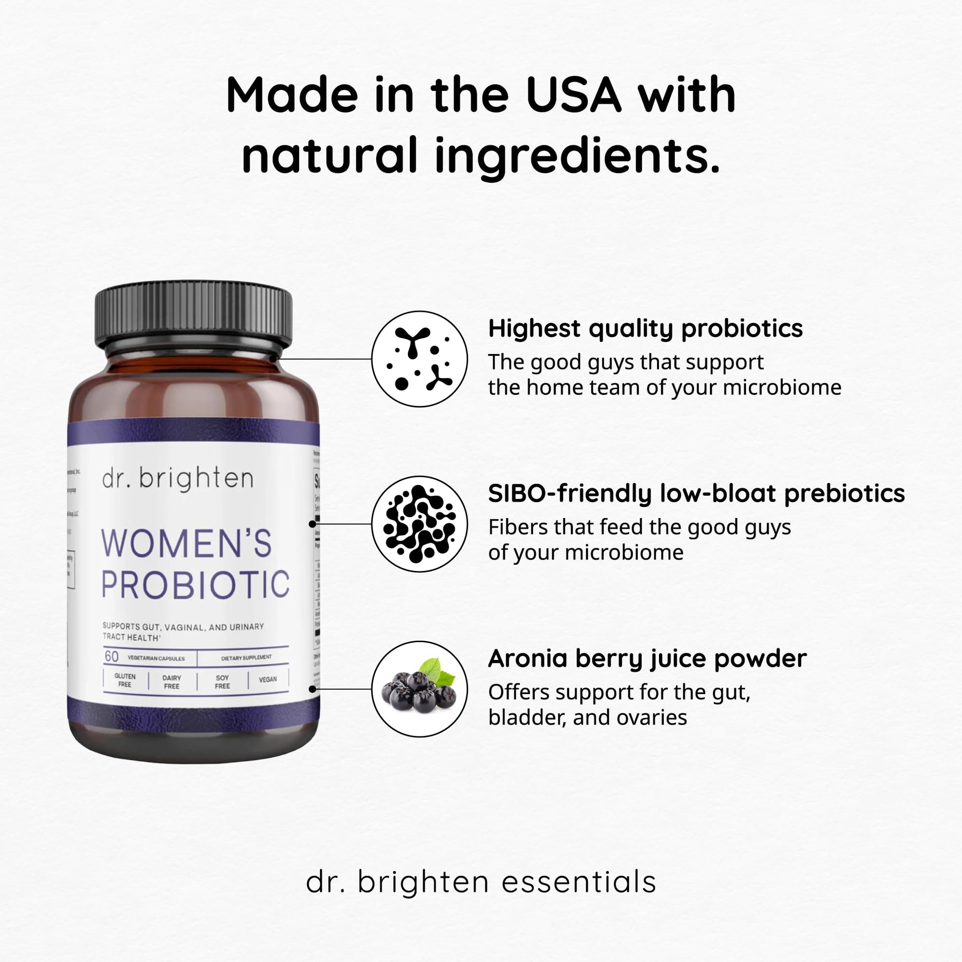 Dr. Brighten Women’s Probiotic - Probiotics, Prebiotics with Antioxidants & Sunfiber for Healthy Hormones, Balanced Female Microbiome, Ovaries and Immune Health - 60 Capsules Dr. Brighten buy supplements canada