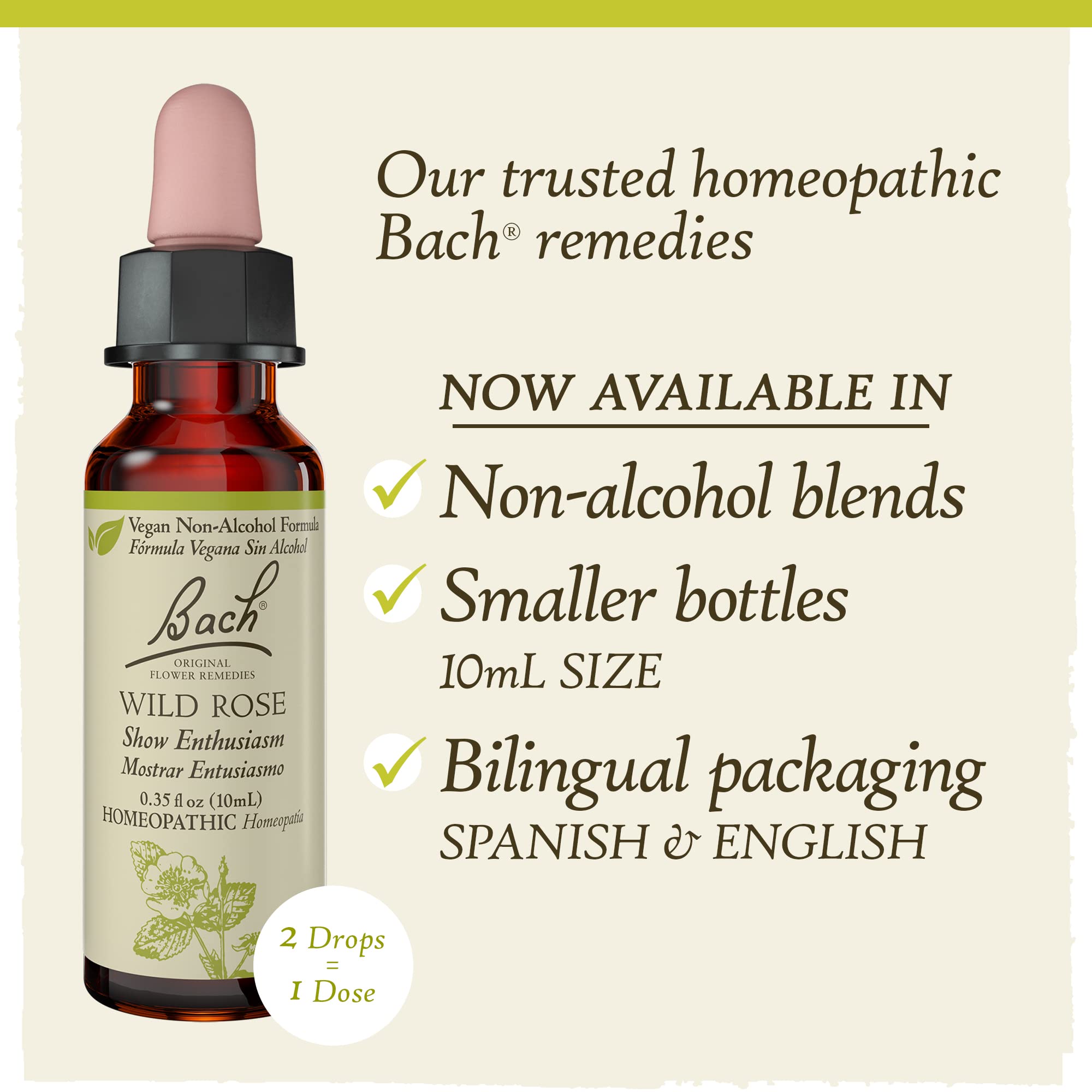 Bach Original Flower Remedies, Wild Rose for Enthusiasm (Non-Alcohol Formula), Natural Homeopathic Bach buy supplements canada