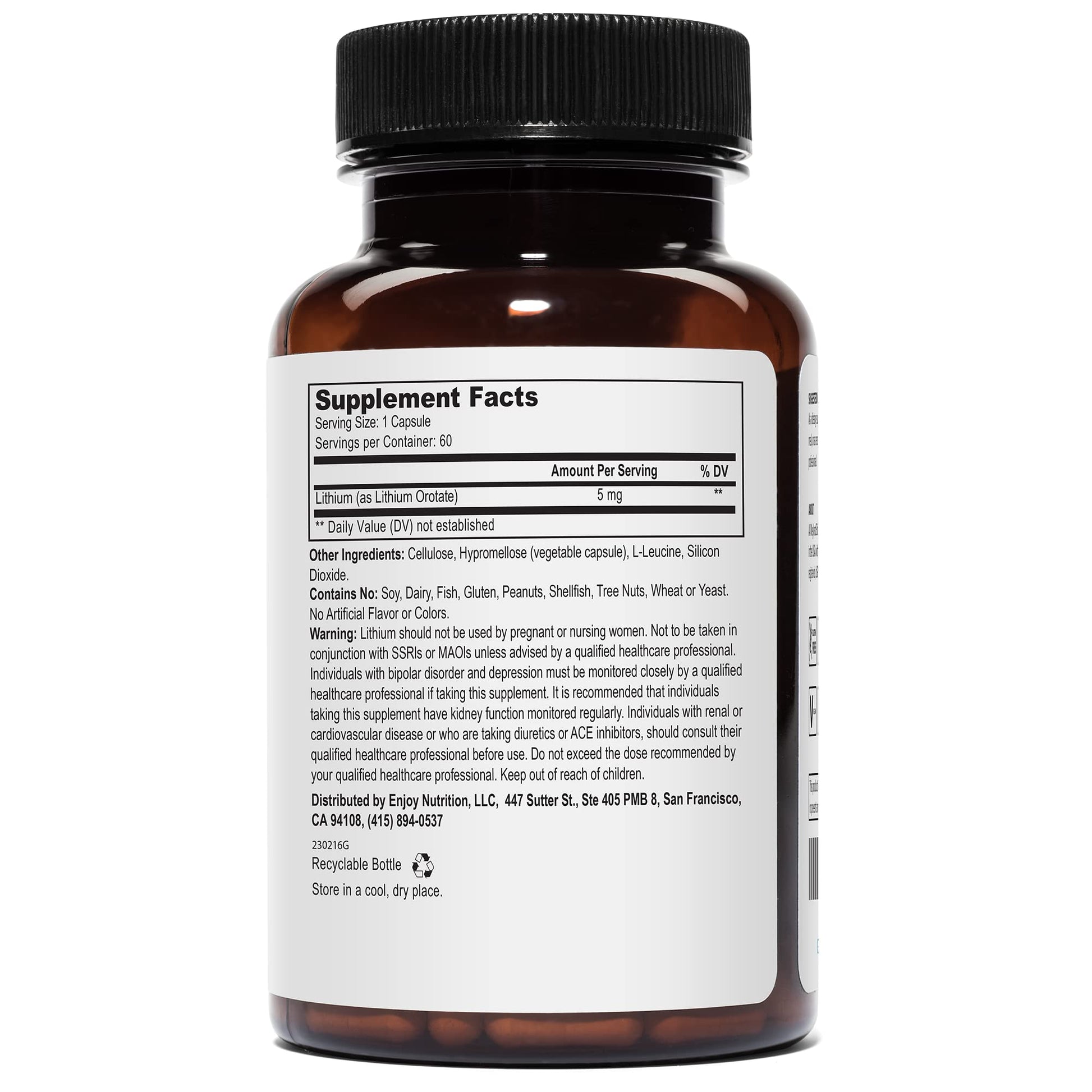 Lithium Orotate - 5mg of Elemental Lithium per Vegetarian Capsule Weyland Brain Nutrition buy supplements canada