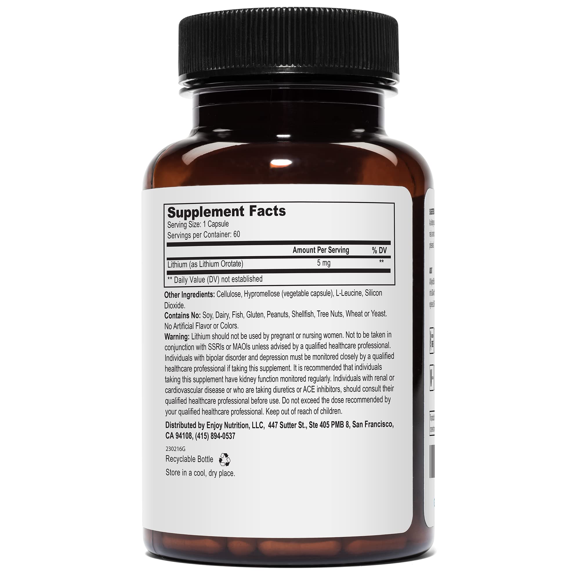 Lithium Orotate - 5mg of Elemental Lithium per Vegetarian Capsule Weyland Brain Nutrition buy supplements canada