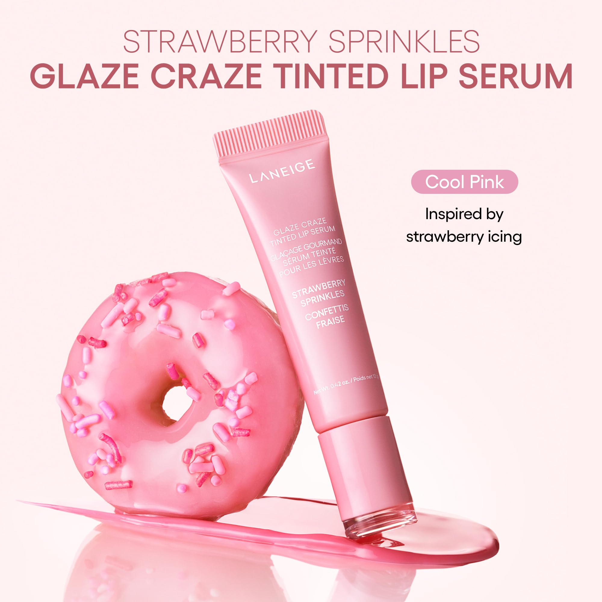 LANEIGE Glaze Craze Tinted Lip Serum, Strawberry Sprinkles: Hydrating Serum for Glossy,Nourished Lips with Plumping Polypeptides,0.42 oz LANEIGE buy supplements canada