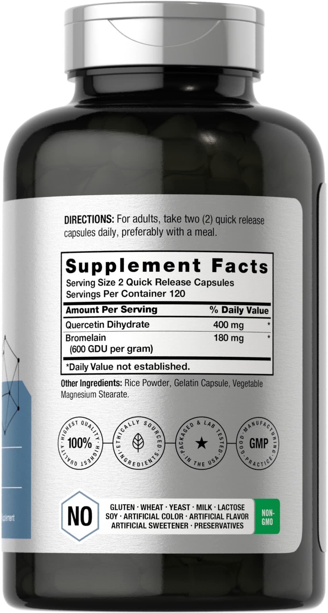 Quercetin with Bromelain Supplement | 240 Capsules | Non-GMO and Gluten Free Horbäach buy supplements canada