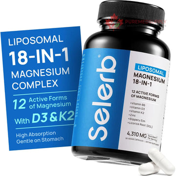 18 in 1 Magnesium Complex for Women and Men | Liposomal Magnesium Supplement with Glycinate, Citrate, Malate, Taurate, D3 & K2 | High Absorption for Muscle, Sleep, Bone, Nerve Support | 90 Capsules Selerb buy supplements canada