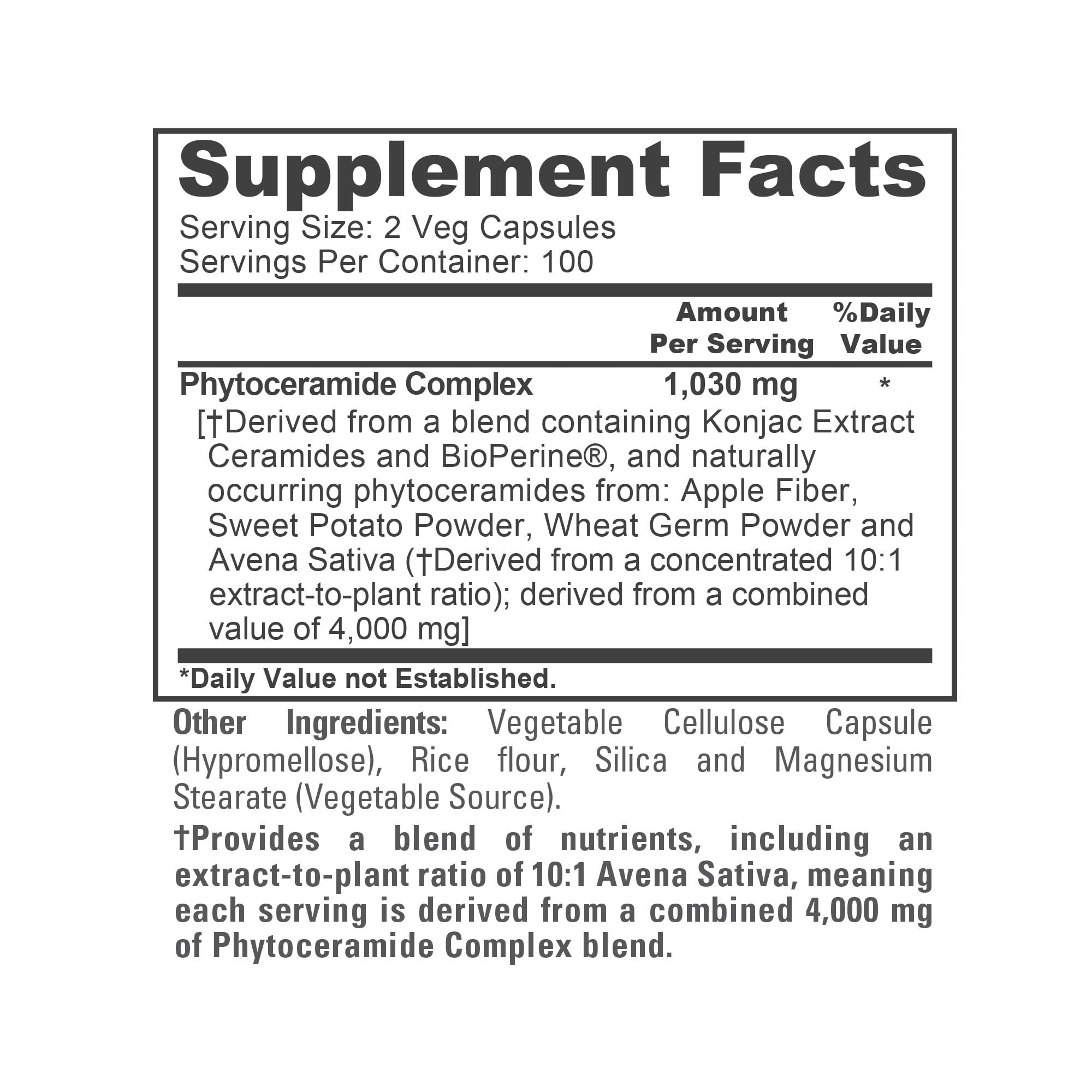 NusaPure Phytoceramide Complex 10:1 Extract, 1030 mg Equivalent to 4000 mg 200 Veggie Capsules (Non-GMO) Bioperine NusaPure buy supplements canada