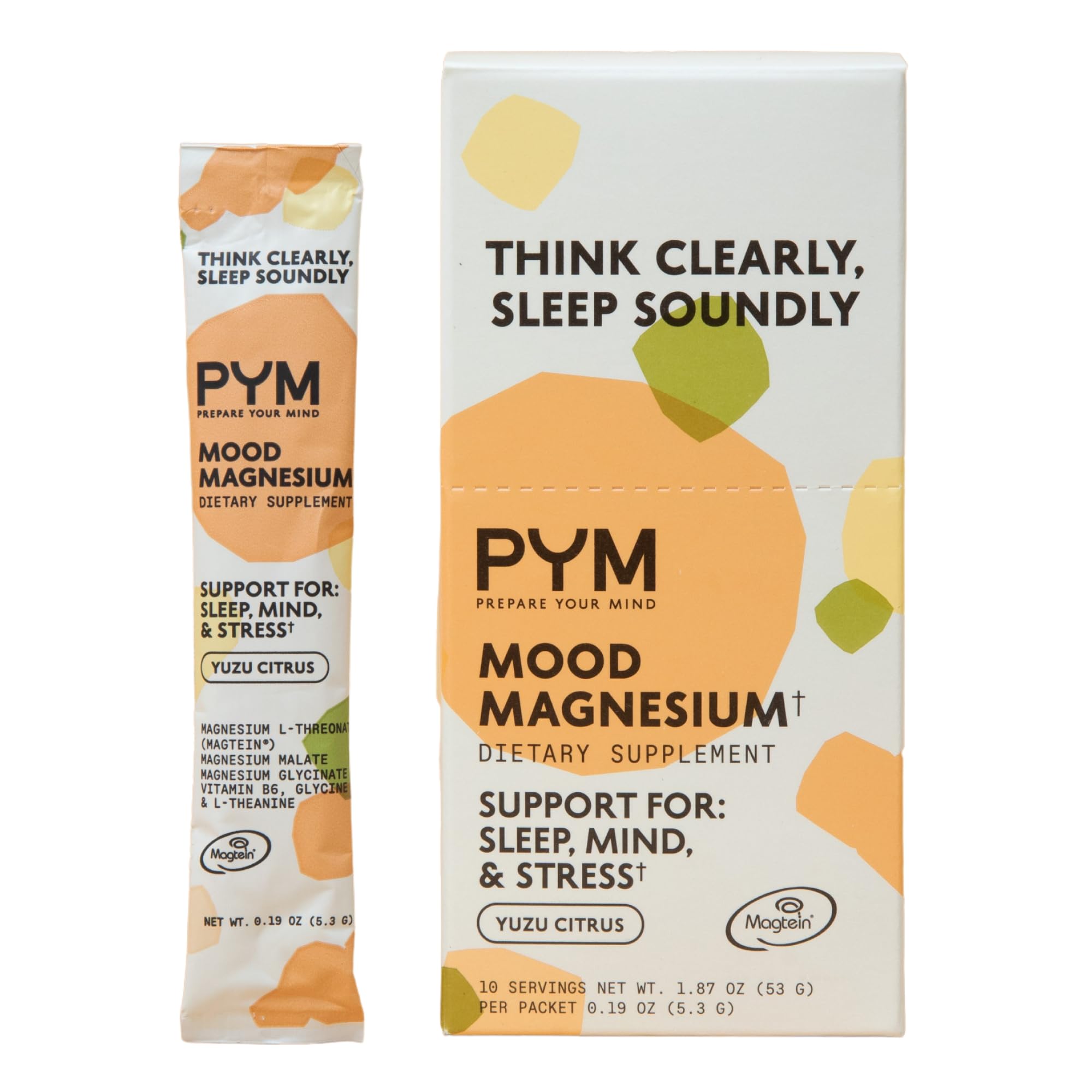 PYM Mood Magnesium Powder Packets (10-Servings) Magnesium Glycinate, L-Threonate & Malate Powder | Aid & Mood Support Supplement for Stress PYM Health buy supplements canada