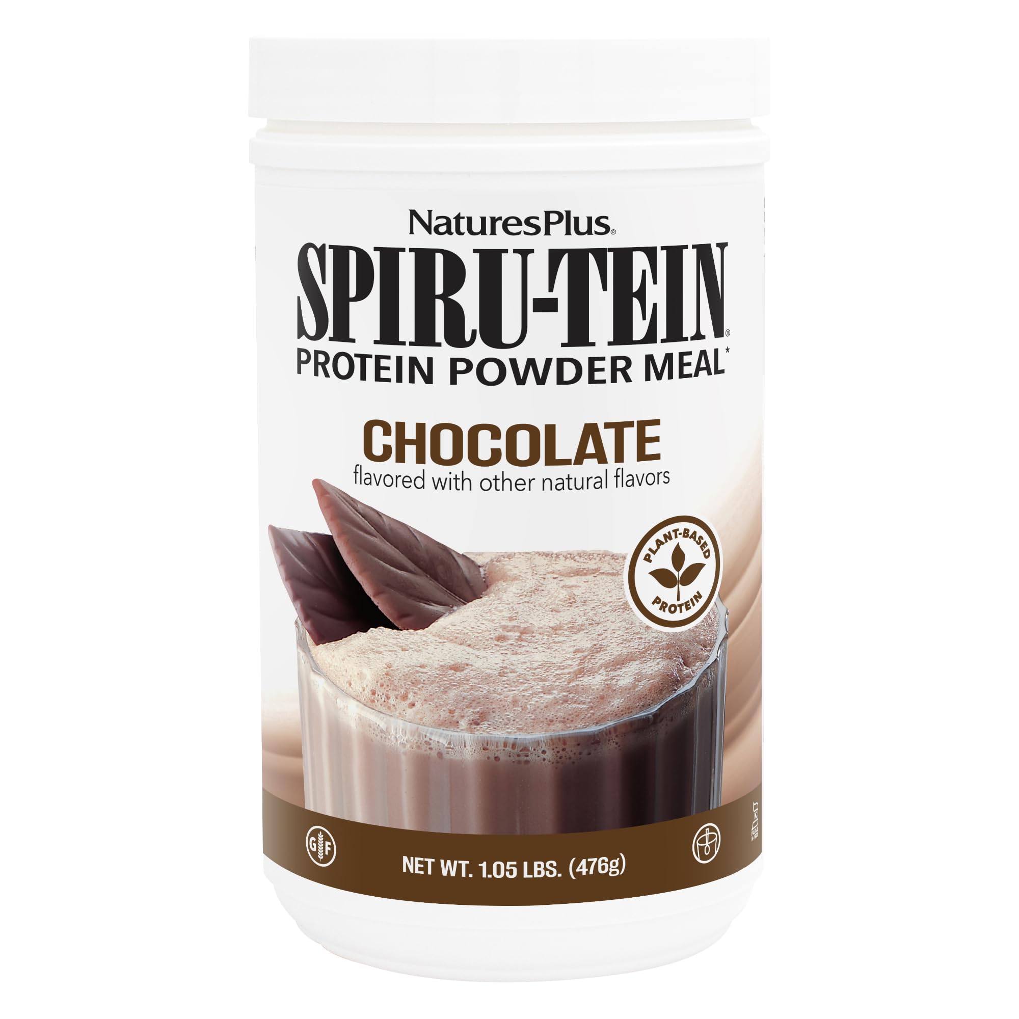 NaturesPlus SPIRU-TEIN, Chocolate - 1.05 lb - Plant-Based Protein Shake - Non-GMO, Vegetarian, Gluten Free - 17 Total Servings NaturesPlus buy supplements canada