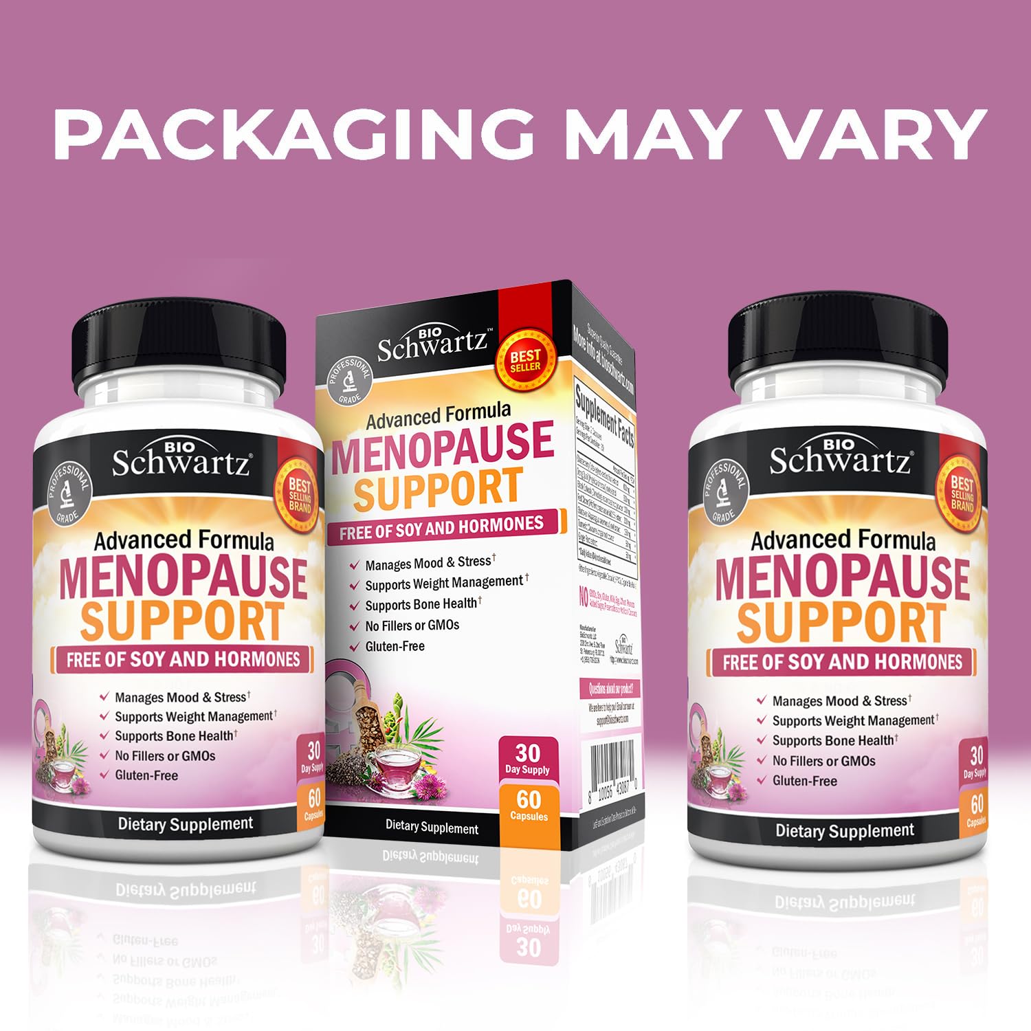 Herbal Menopause Support for Women - Supports Healthy Mood and Balance with Milk Thistle Chasteberry Black Cohosh Red Clover Turmeric Ginger - Menopause Supplements for Women - 60 Veggie Capsules BioSchwartz buy supplements canada