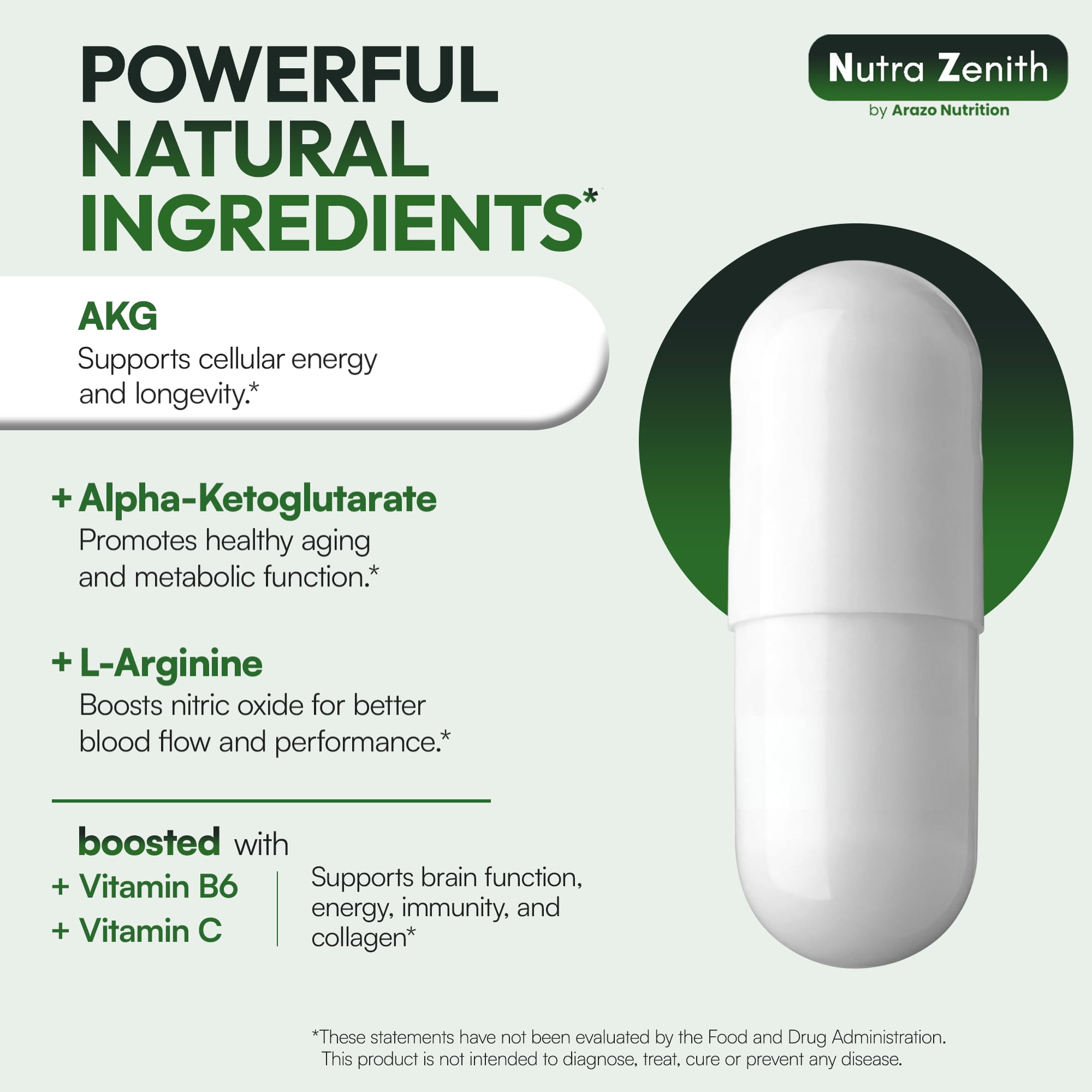 AKG Anti-Aging & Energy Boost Supplement with Vitamin B6, Vitamin C & L-Arginine – 60 Capsules for Youthful Skin, Cellular Renewal & Vitality Support Arazo Nutrition buy supplements canada