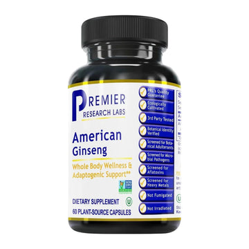 Premier Research Labs American Ginseng Supplement - American Ginseng Capsules, Herbal Ginseng Root Pills, North American Ginseng Herb Extract, Calming Energy Supplement - 60 Plant-Based Capsules Premier Research Labs buy supplements canada