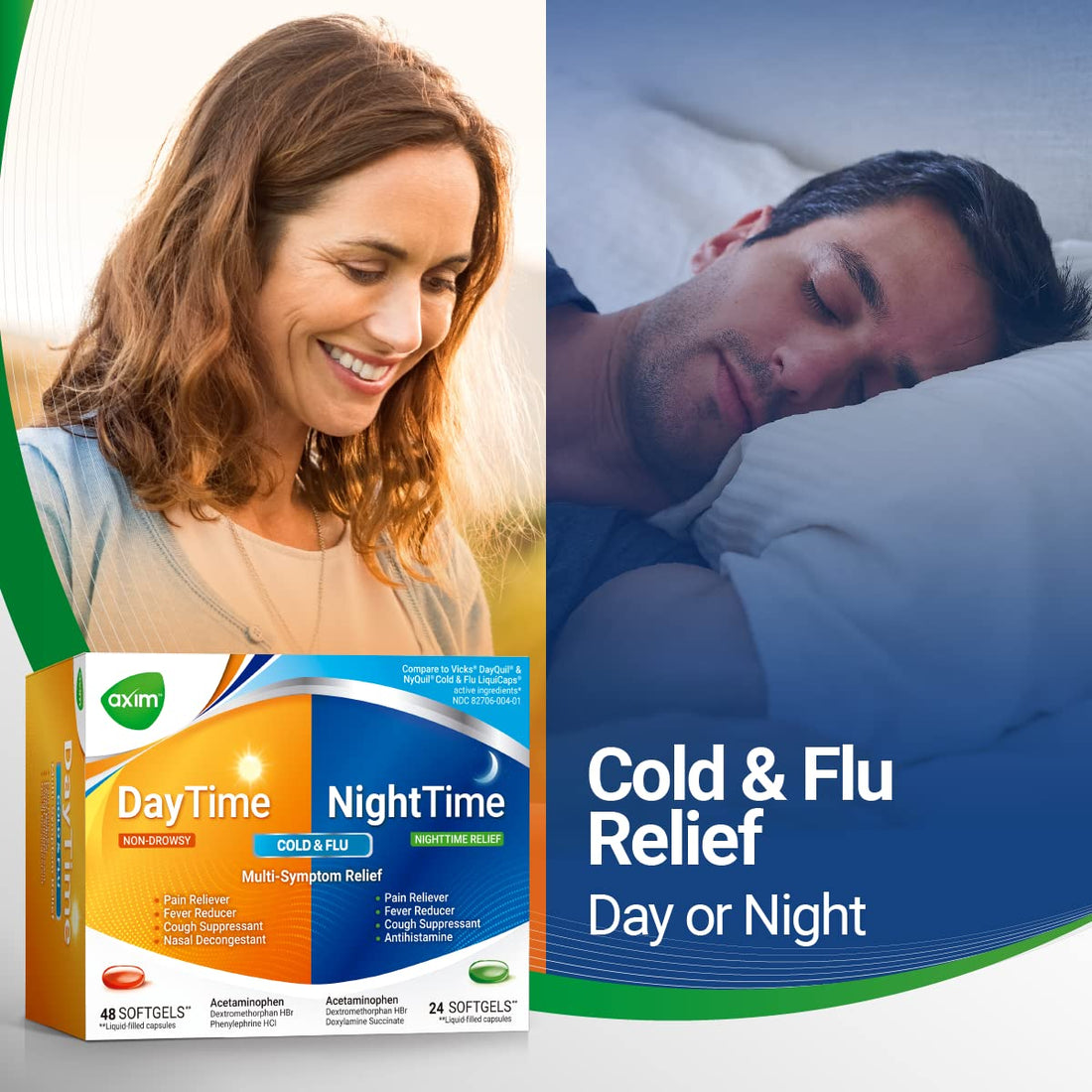 AXIM Day & Night 325-15-5-6.25 mg x 72 softgels AXIM buy supplements canada