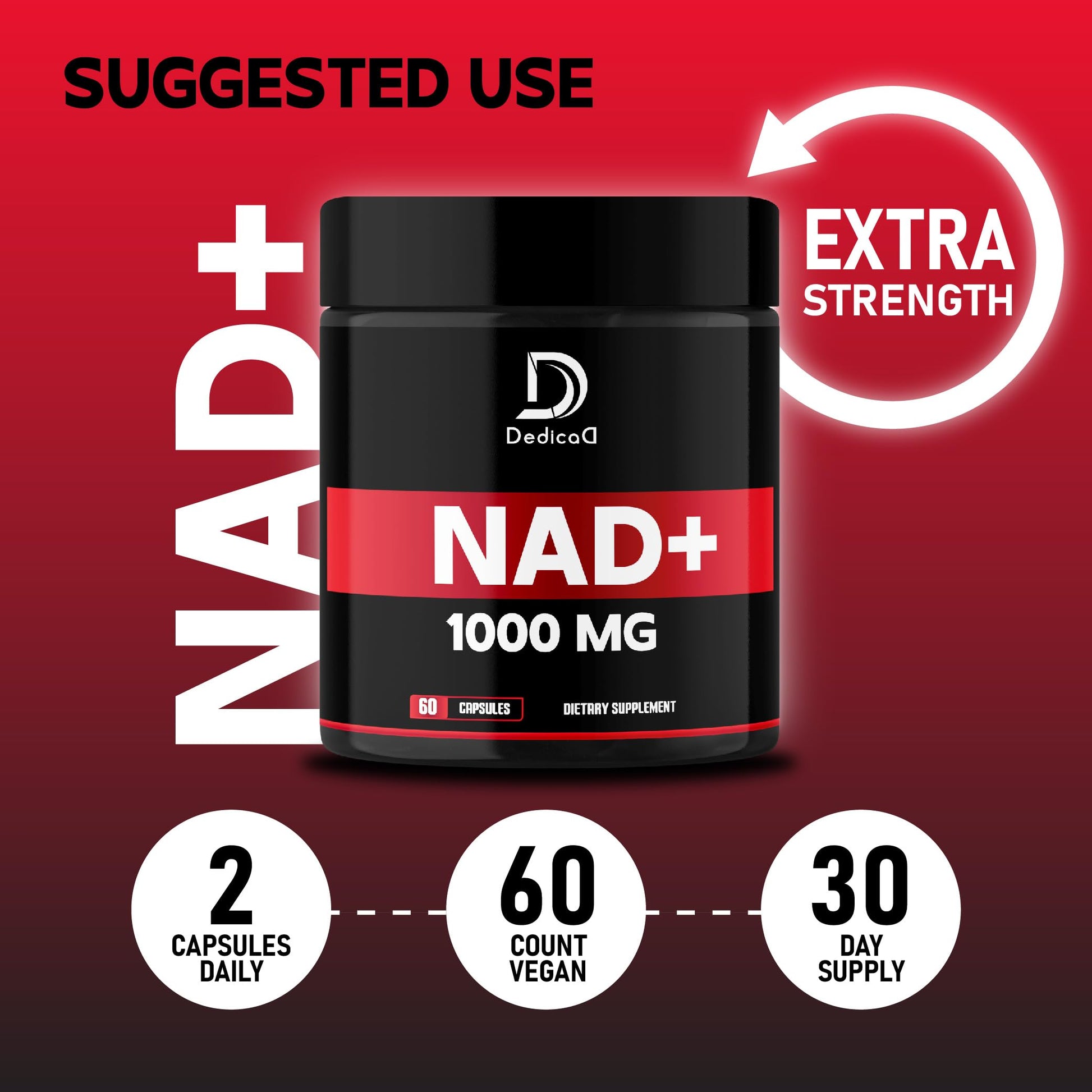 DEDICAD NAD Supplement 1000 mg - Pure NAD Supplement - Energy and DNA Repair, Aging Defense, Brain Function - 60 Capsules DEDICAD buy supplements canada