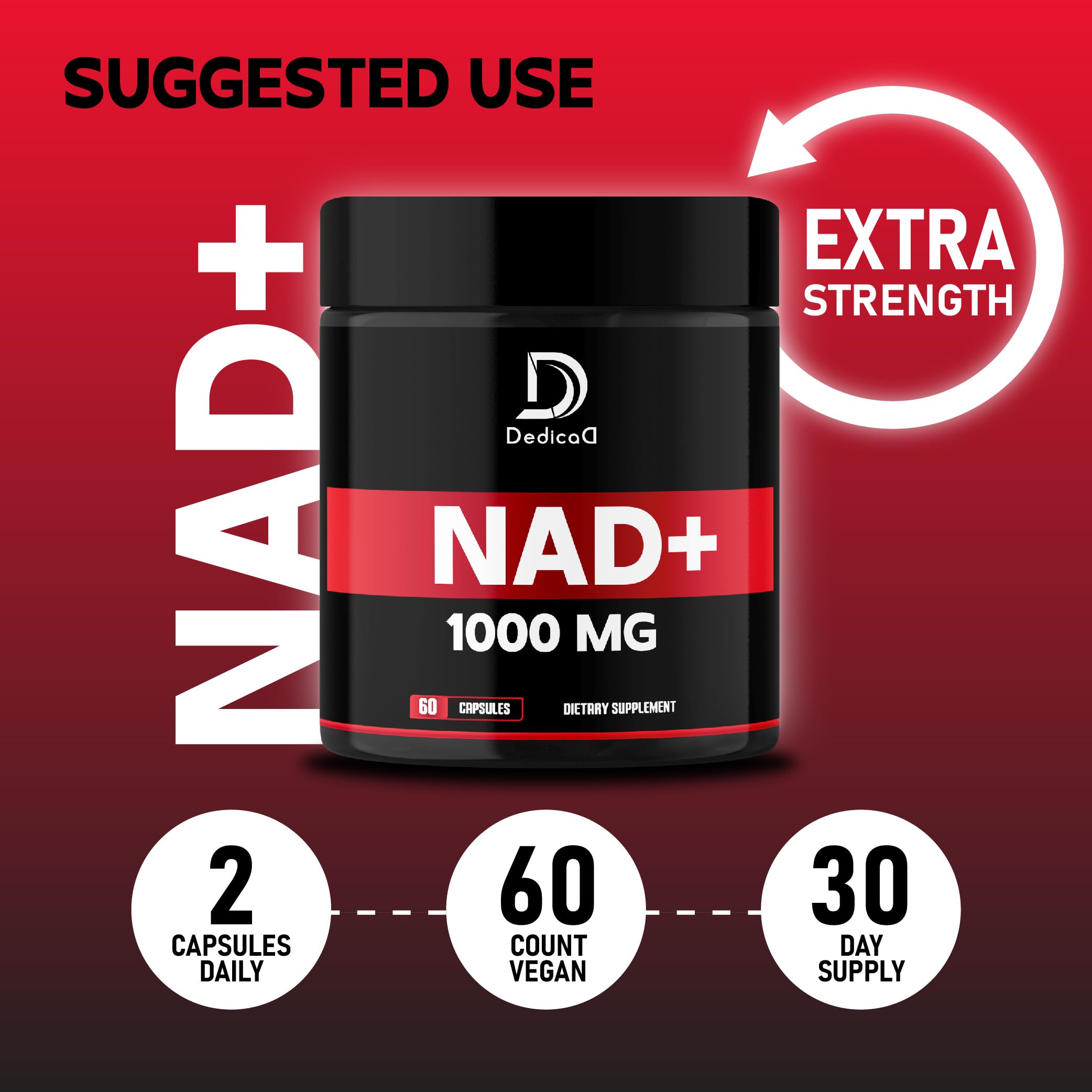 DEDICAD NAD Supplement 1000 mg - Pure NAD Supplement - Energy and DNA Repair, Aging Defense, Brain Function - 60 Capsules DEDICAD buy supplements canada