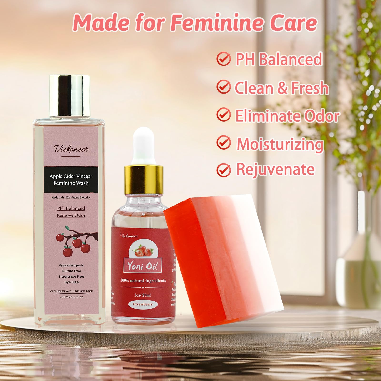 3 Pack Feminine Wash Yoni Bar Yoni Oil Set for Women, Yoni Wash for Balance Vagina PH Wetness tovaginsh buy supplements canada