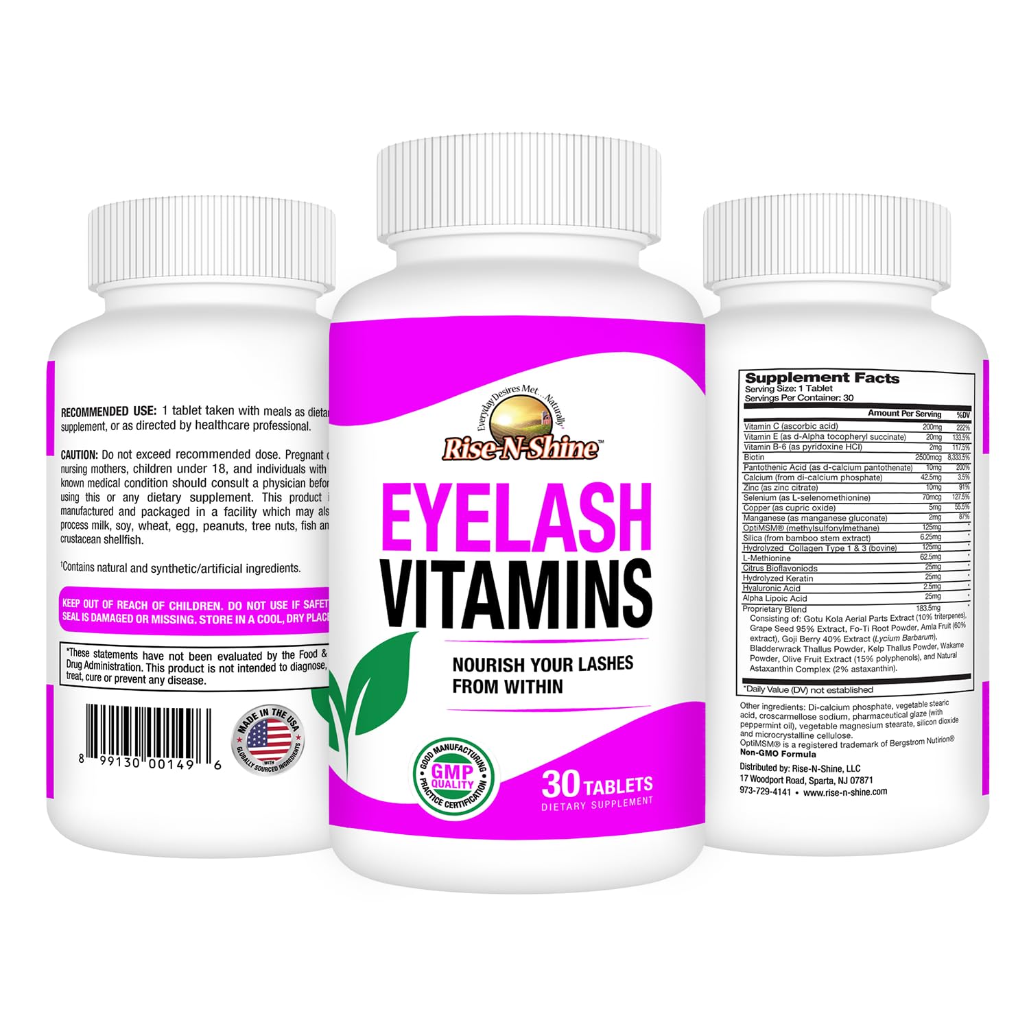 Rise-N-Shine Eyelash Growth Vitamins, Premium Lash Strengthening Supplement with Collagen, Keratin 30 Day Supply Rise-N-Shine buy supplements canada