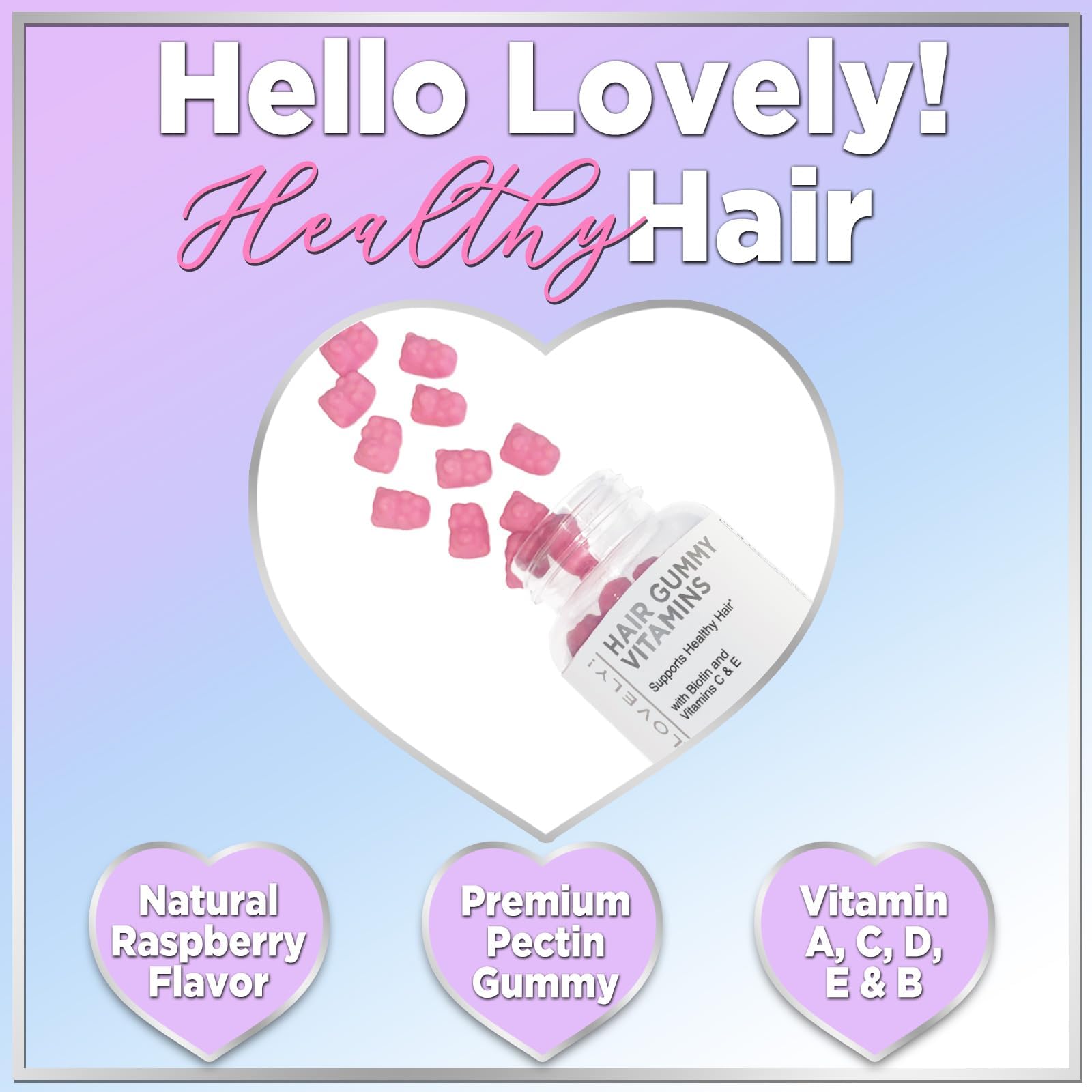 Hello Lovely! Hair Vitamins Gummies with Biotin 5000 mcg Vitamin E & C Support Hair Growt Hello Lovely! buy supplements canada