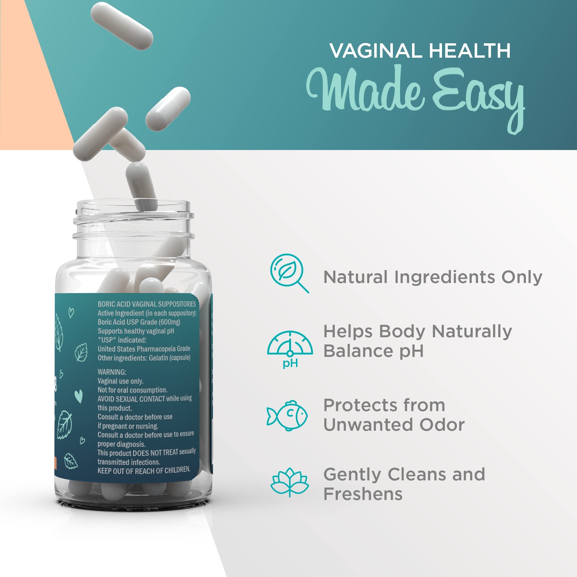 VeeFresh - VeeCleanse Boric Acid Vaginal Suppositories - Vaginal pH Balance Suppositories VeeFresh buy supplements canada