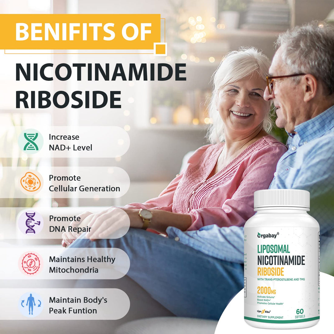Liposomal Nicotinamide Riboside 2000 MG with TMG and Pterostilbene, Similar to NMN Supplements Boost NAD+, Support Healthy Aging, 240 Count Orgabay buy supplements canada