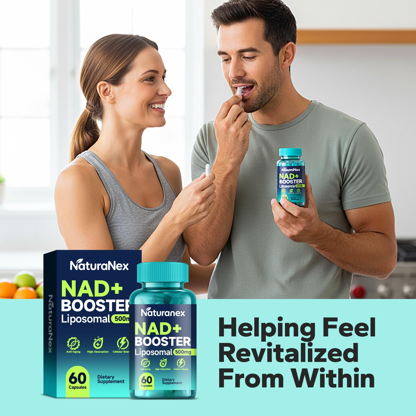NaturaNex NAD+ Supplement 650mg (60 Capsules), Liposomal NAD+ with Resveratrol & Quercetin, Third-Party Tested, NMN Supplement Alternative NaturaNex buy supplements canada
