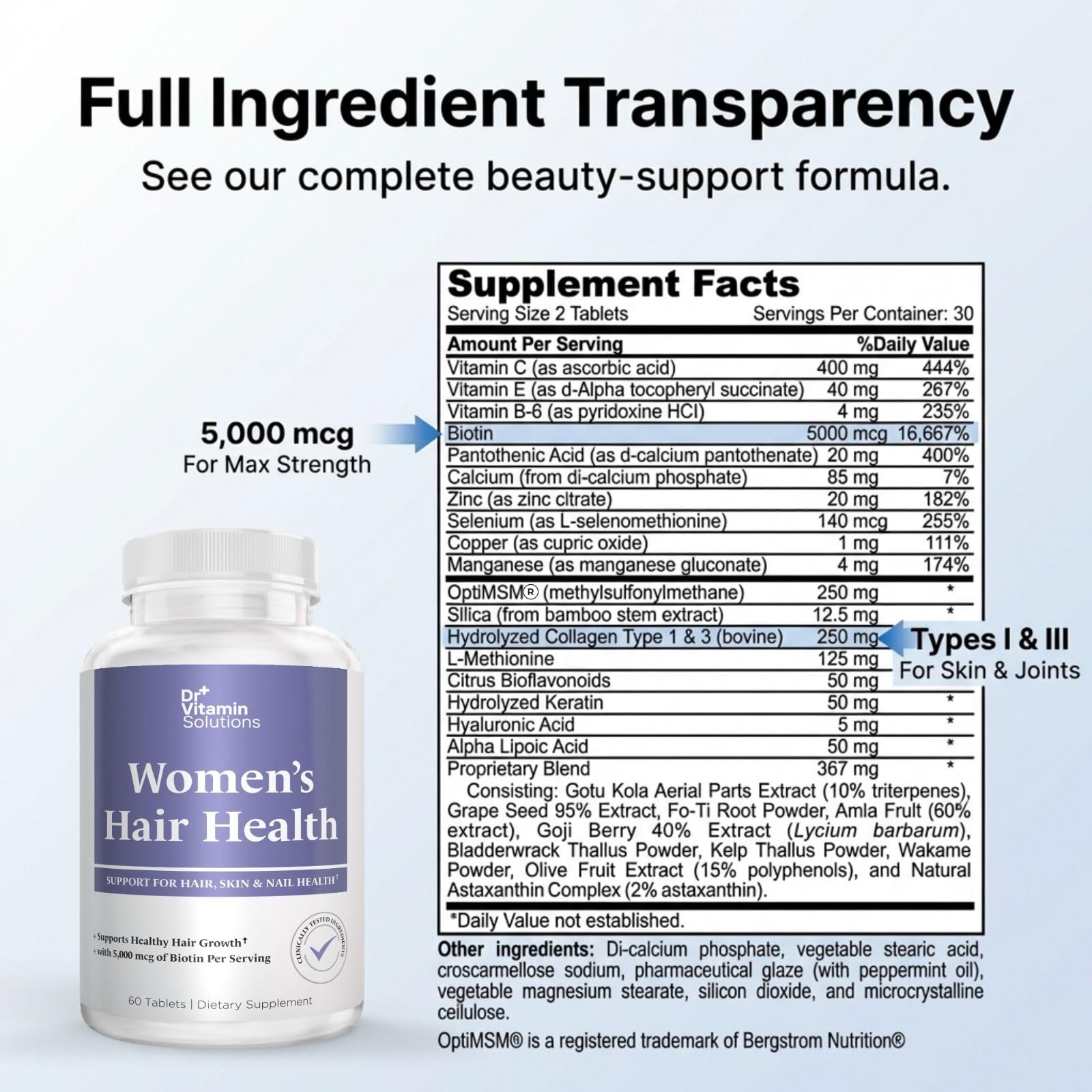 Dr Vitamin Women's Hair Health - Hair, Skin & Nails Support with Biotin & Collagen - 60 Tablets DR VITAMIN SOLUTIONS buy supplements canada